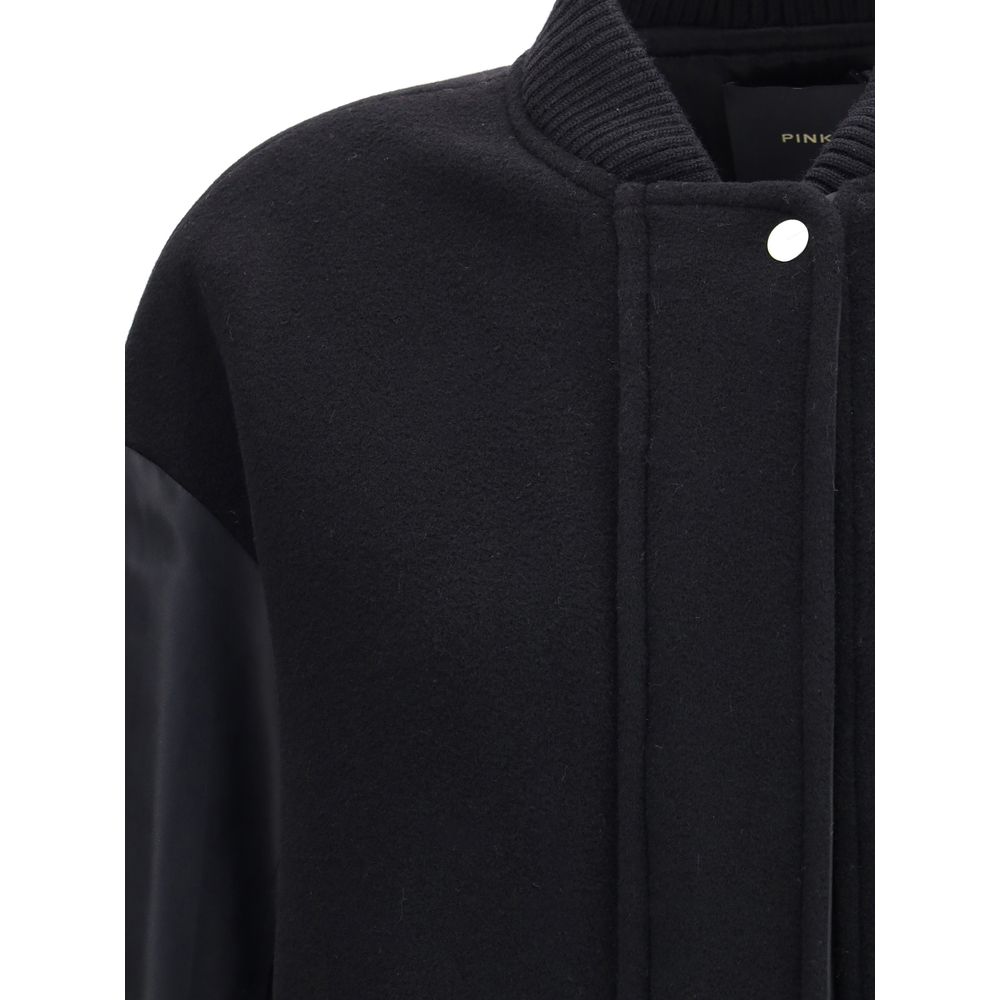 PINKO Long Coat in wool-blend cloth and technical satin - ACCEXO