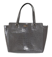 Kate Spade Grey Croc Embossed Leather Elissa Bristol Drive Tote Handbag Bag - ACCEXO