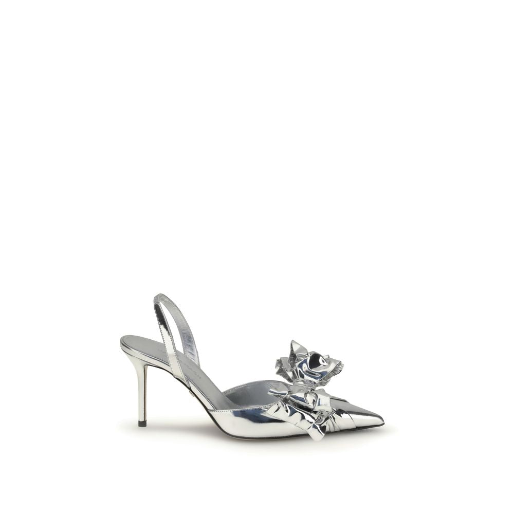 MACH & MACH Cadeau Silver Wrapped Leather Pumps - ACCEXO