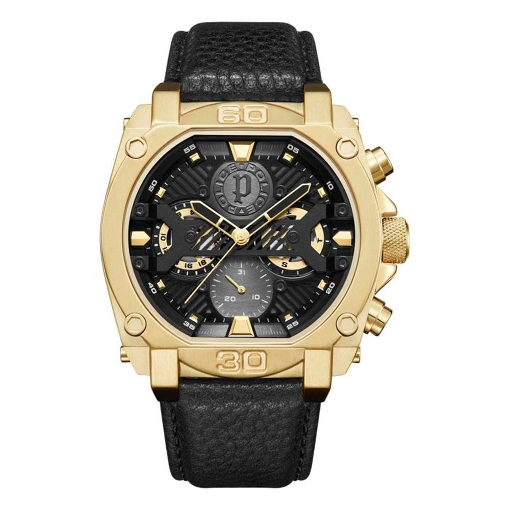 Police Black Leather Watch - ACCEXO