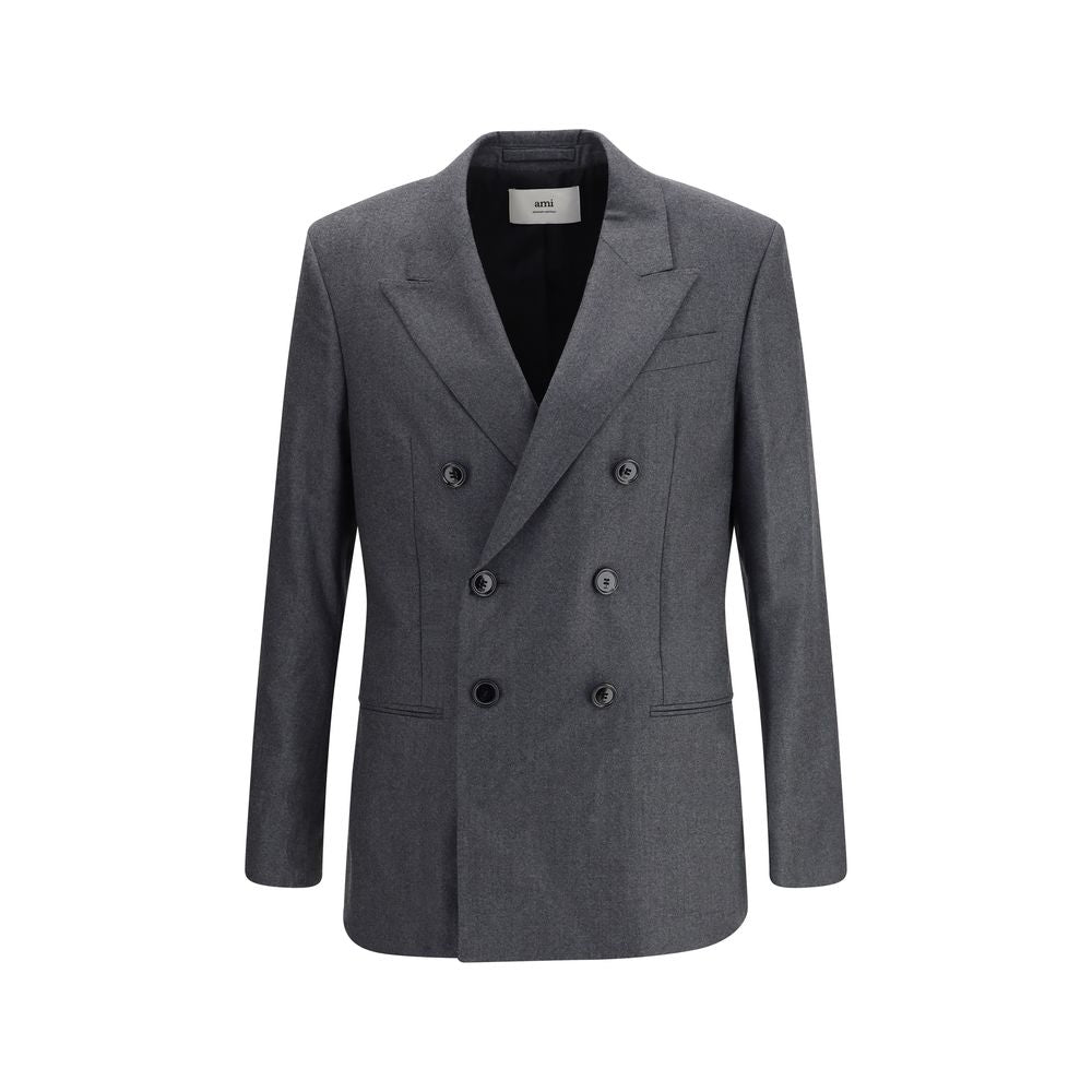 Ami Paris Double-breasted Blazer in Virgin Wool - ACCEXO