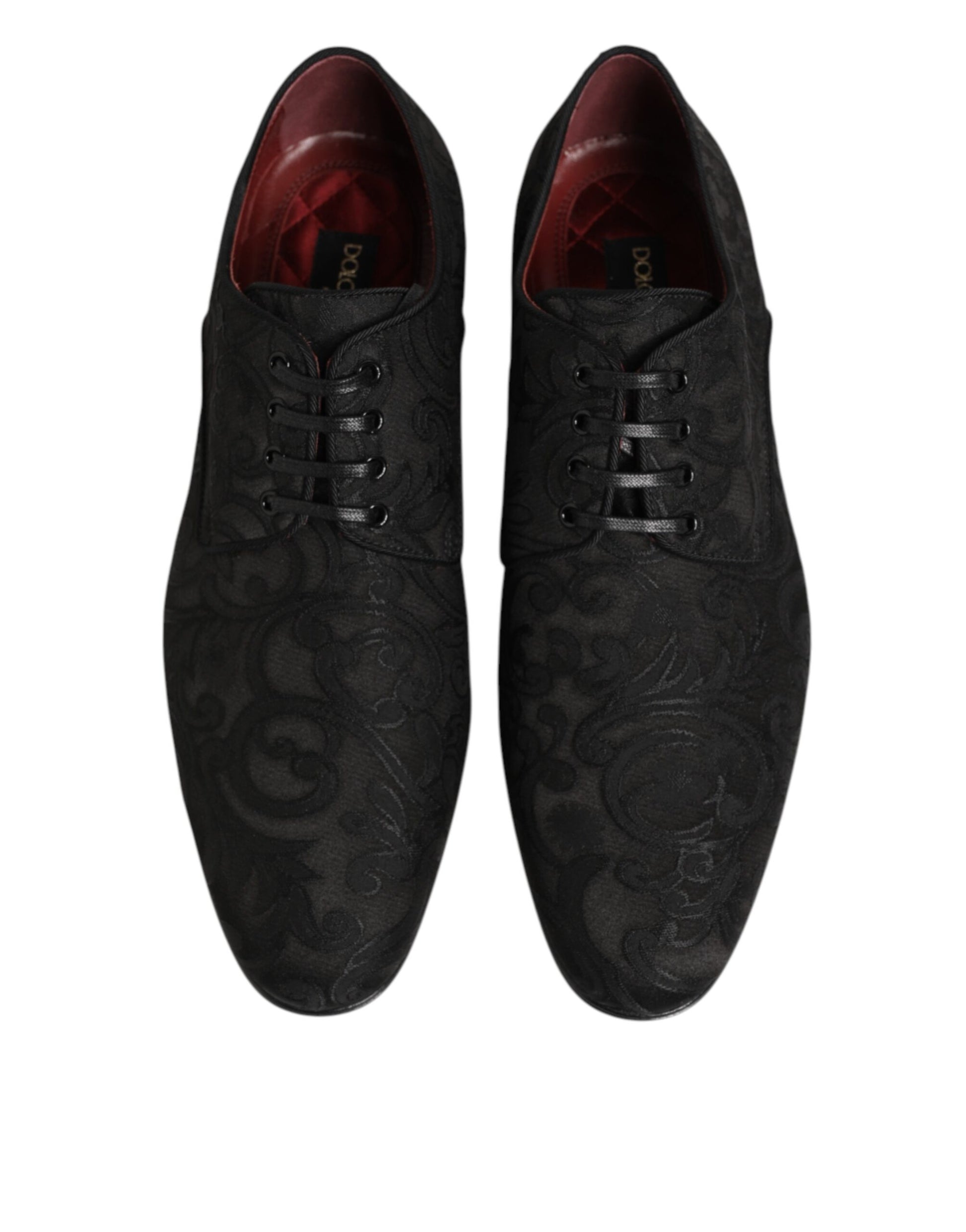 Dolce & Gabbana Black Brocade Lace Up Derby Men Dress Shoes - ACCEXO