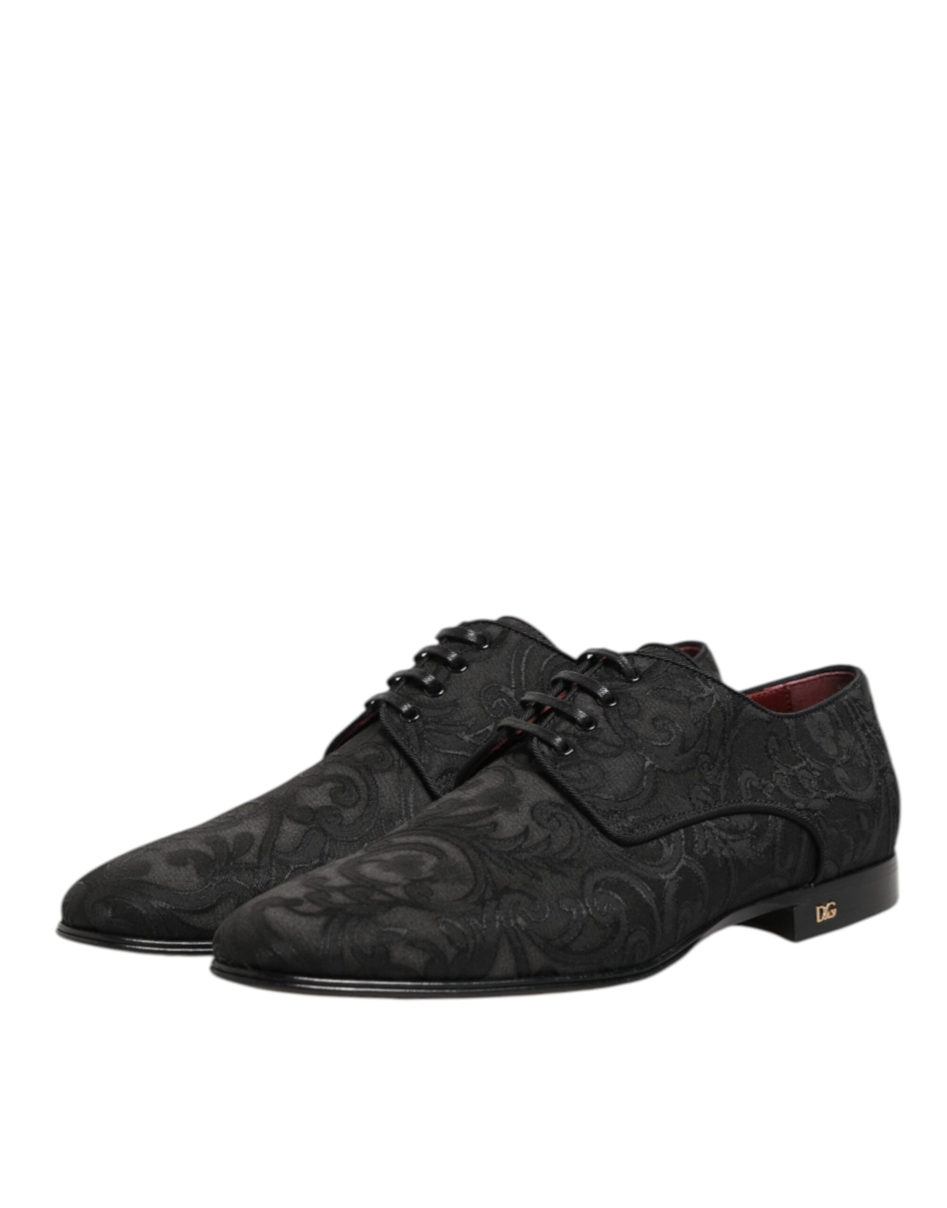 Dolce & Gabbana Black Brocade Lace Up Derby Men Dress Shoes - ACCEXO