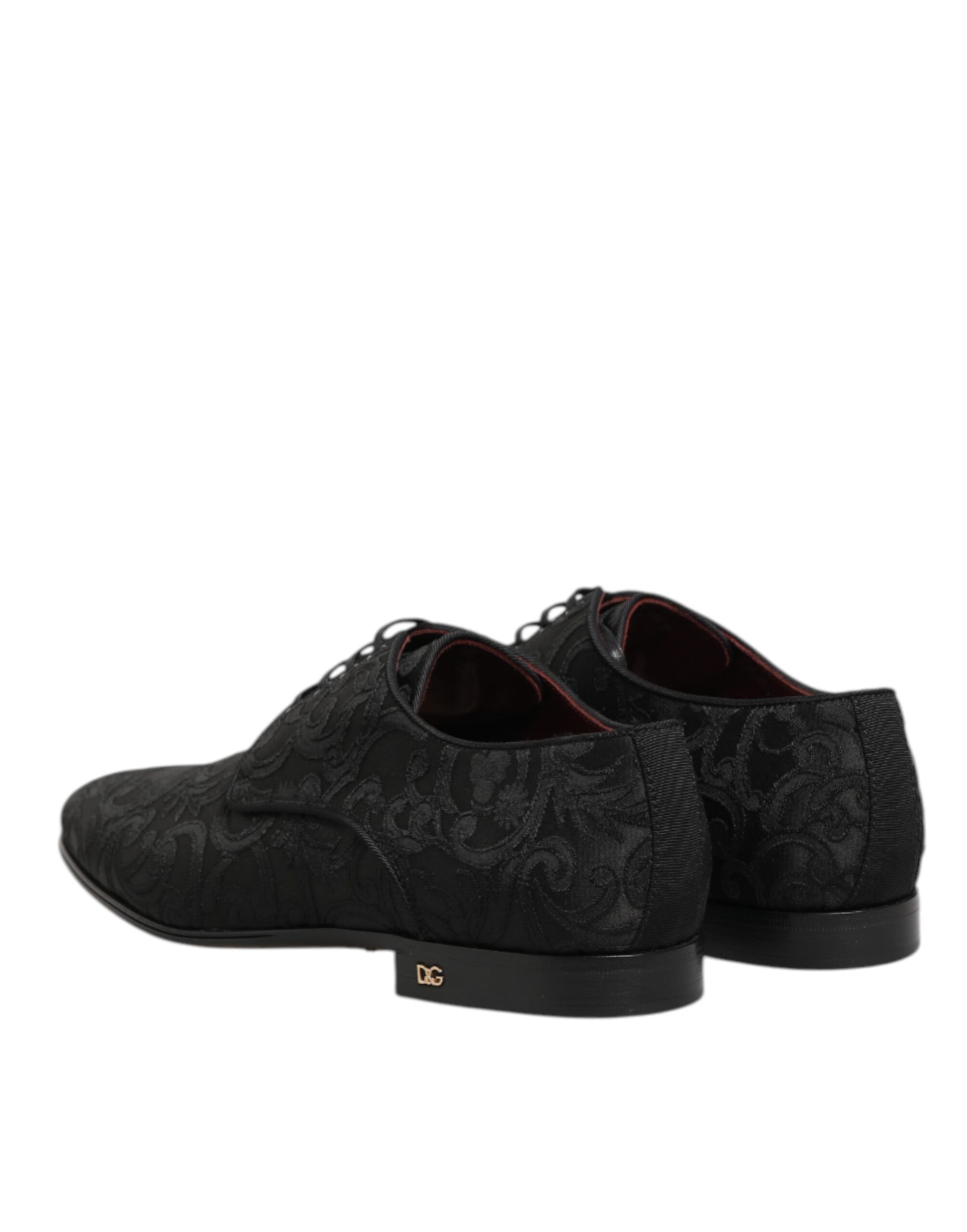 Dolce & Gabbana Black Brocade Lace Up Derby Men Dress Shoes - ACCEXO