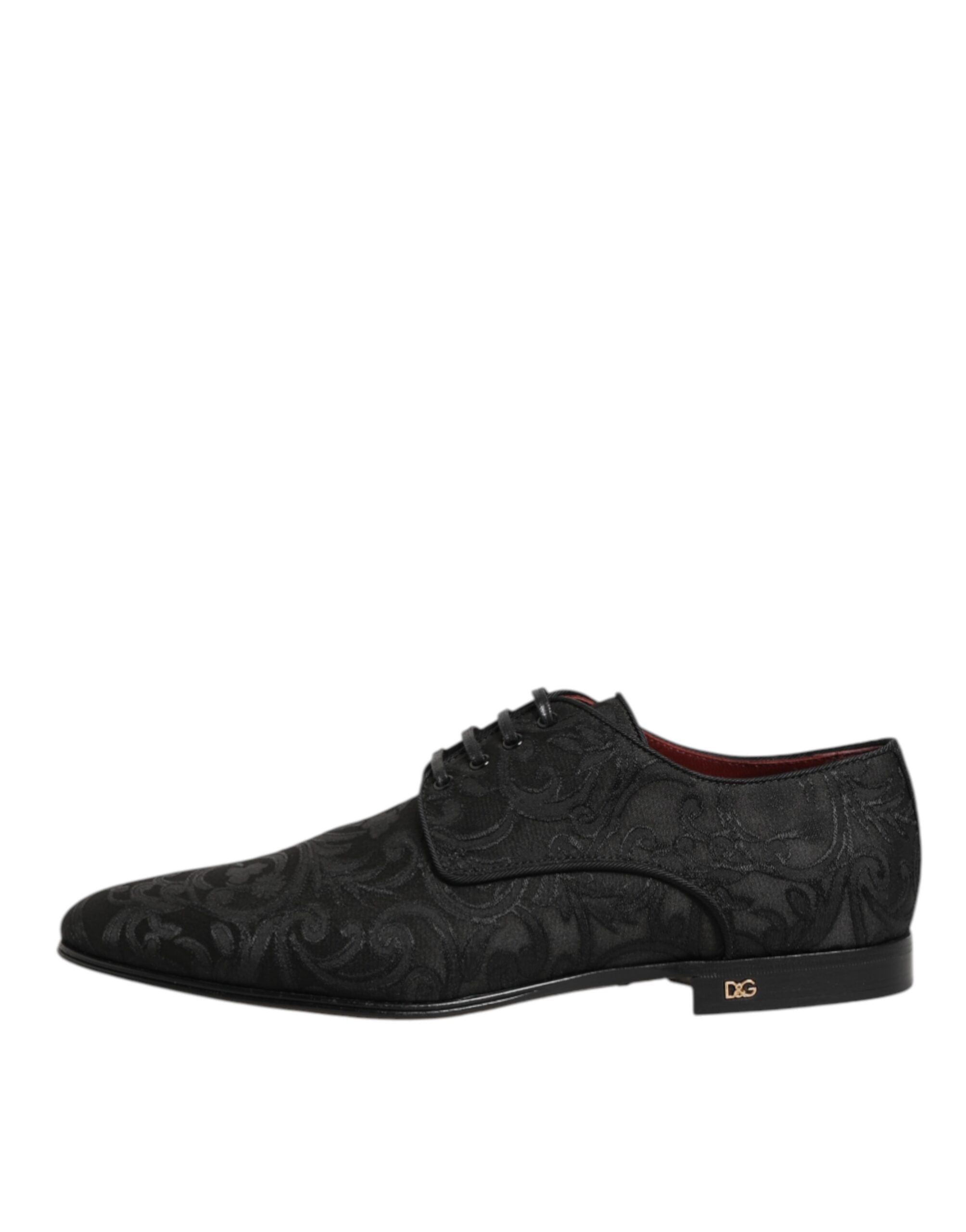 Dolce & Gabbana Black Brocade Lace Up Derby Men Dress Shoes - ACCEXO