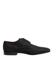 Dolce & Gabbana Black Brocade Lace Up Derby Men Dress Shoes - ACCEXO