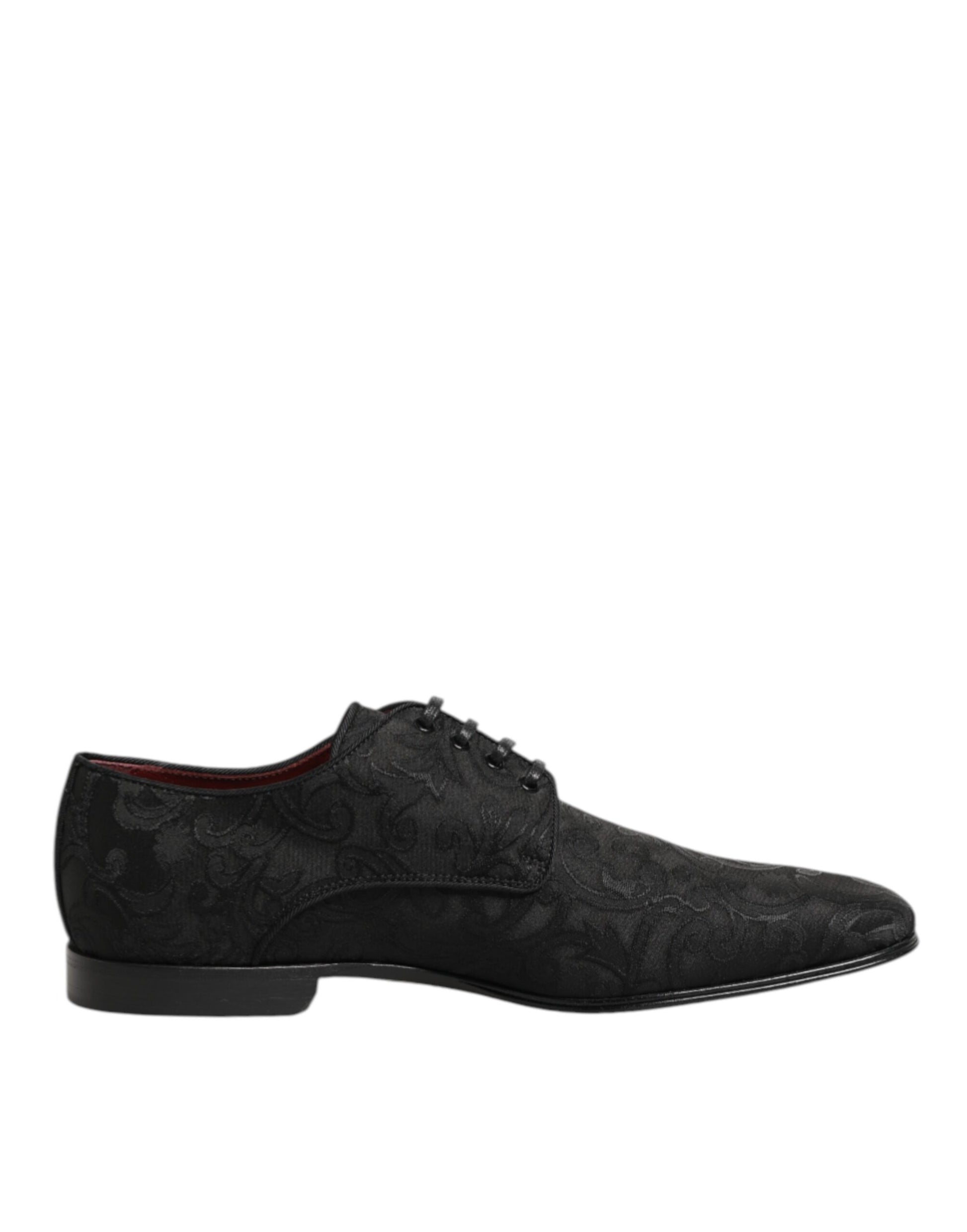 Dolce & Gabbana Black Brocade Lace Up Derby Men Dress Shoes - ACCEXO