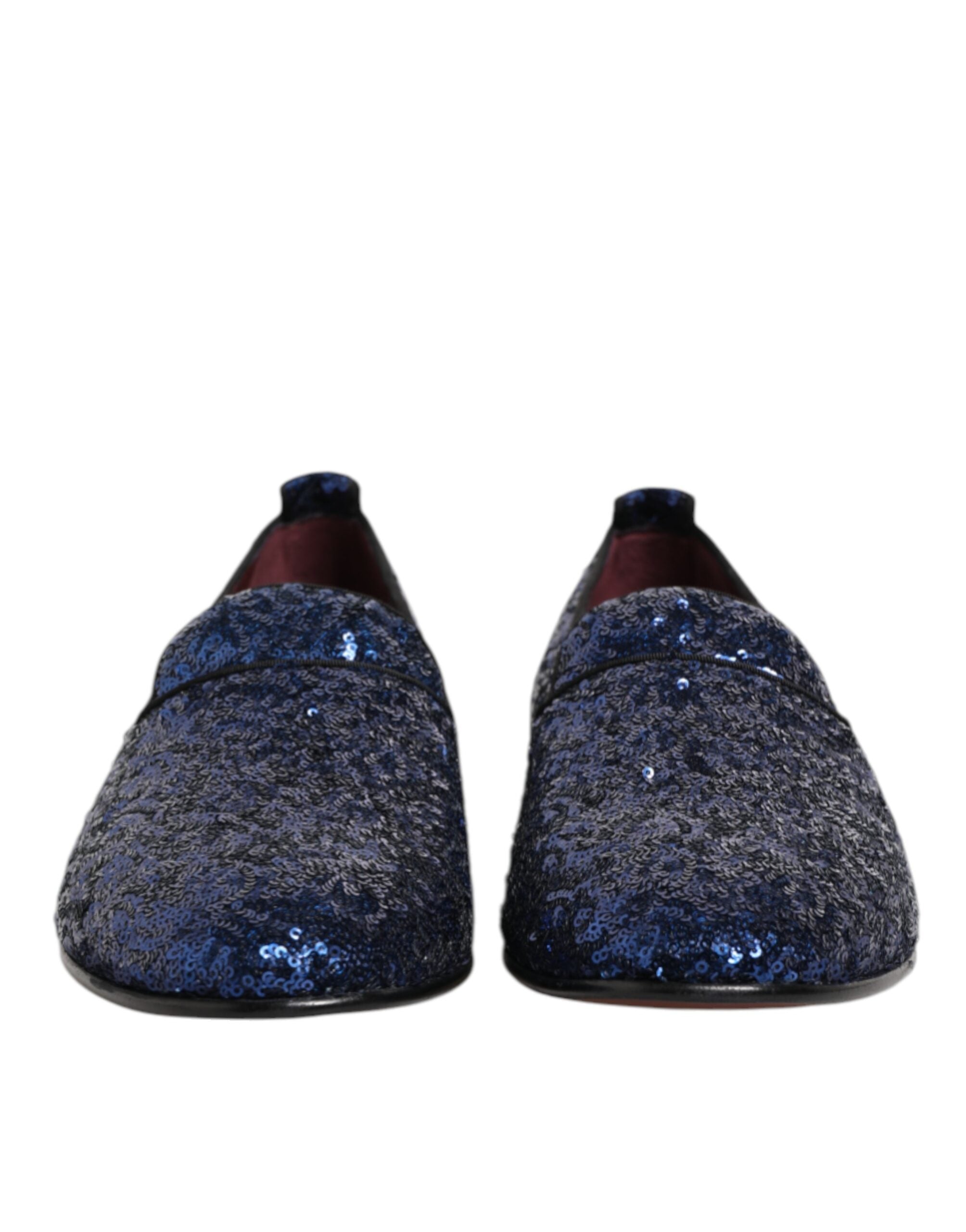 Dolce & Gabbana Blue Sequined Loafers Slippers Men Dress Shoes - ACCEXO
