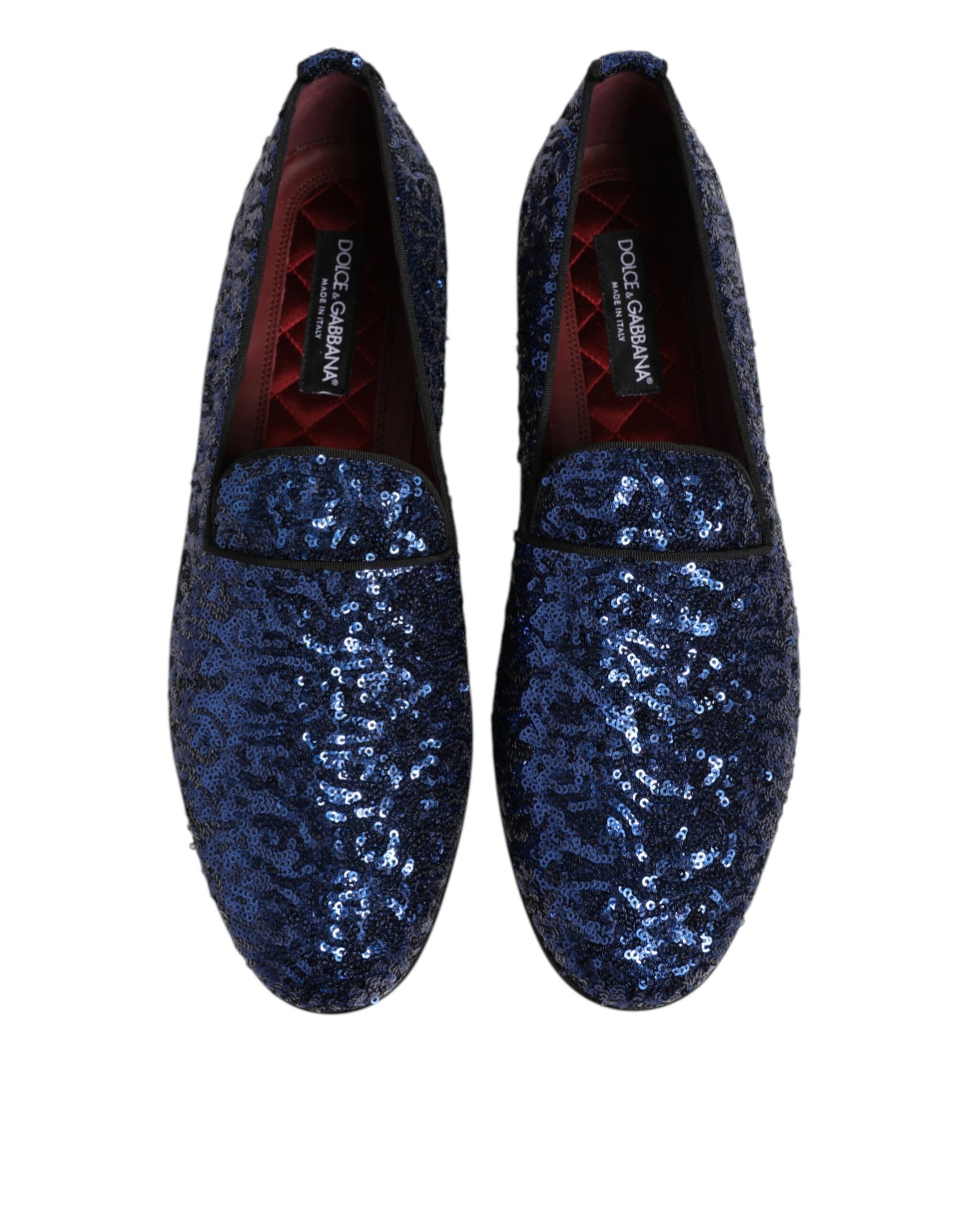 Dolce & Gabbana Blue Sequined Loafers Slippers Men Dress Shoes - ACCEXO