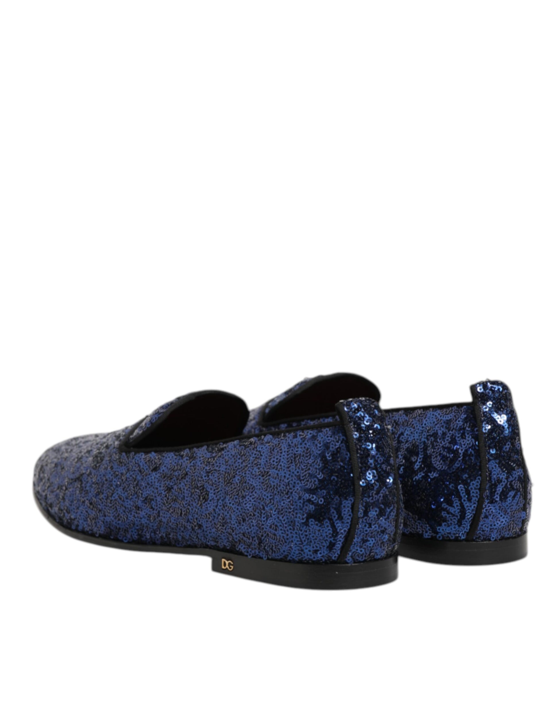 Dolce & Gabbana Blue Sequined Loafers Slippers Men Dress Shoes - ACCEXO
