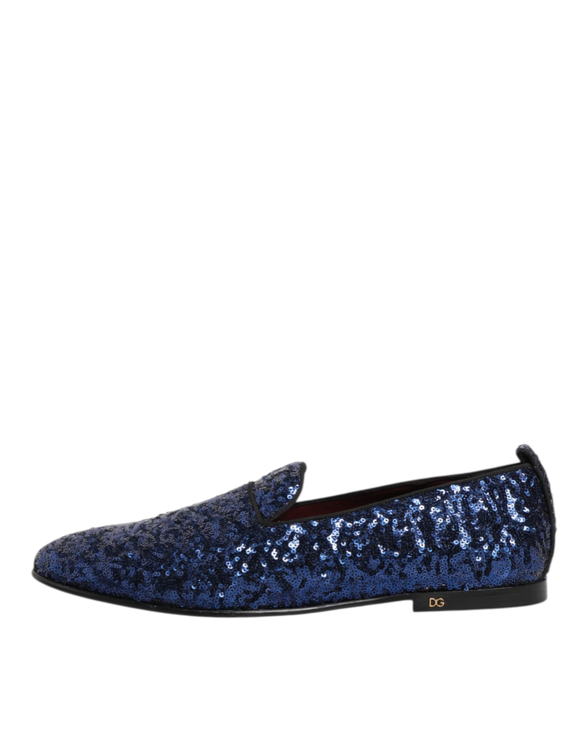 Dolce & Gabbana Blue Sequined Loafers Slippers Men Dress Shoes - ACCEXO