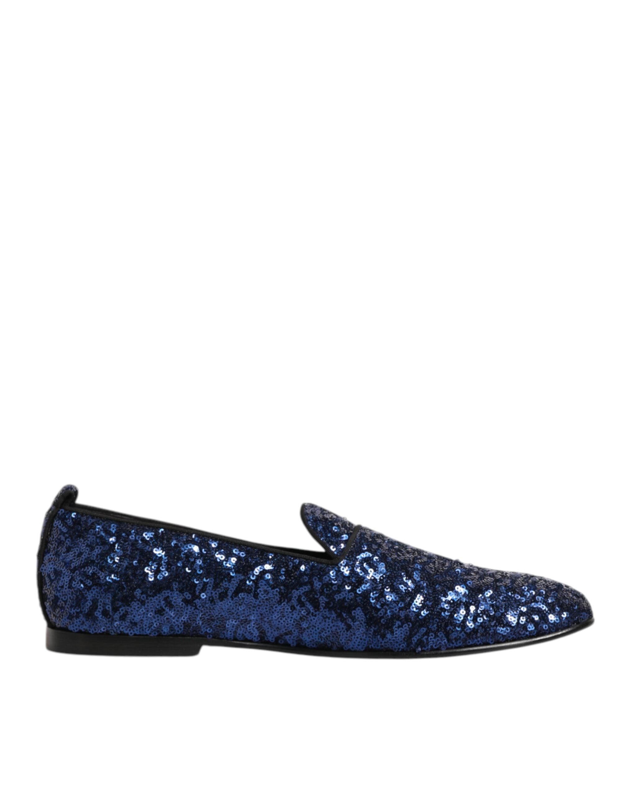 Dolce & Gabbana Blue Sequined Loafers Slippers Men Dress Shoes - ACCEXO