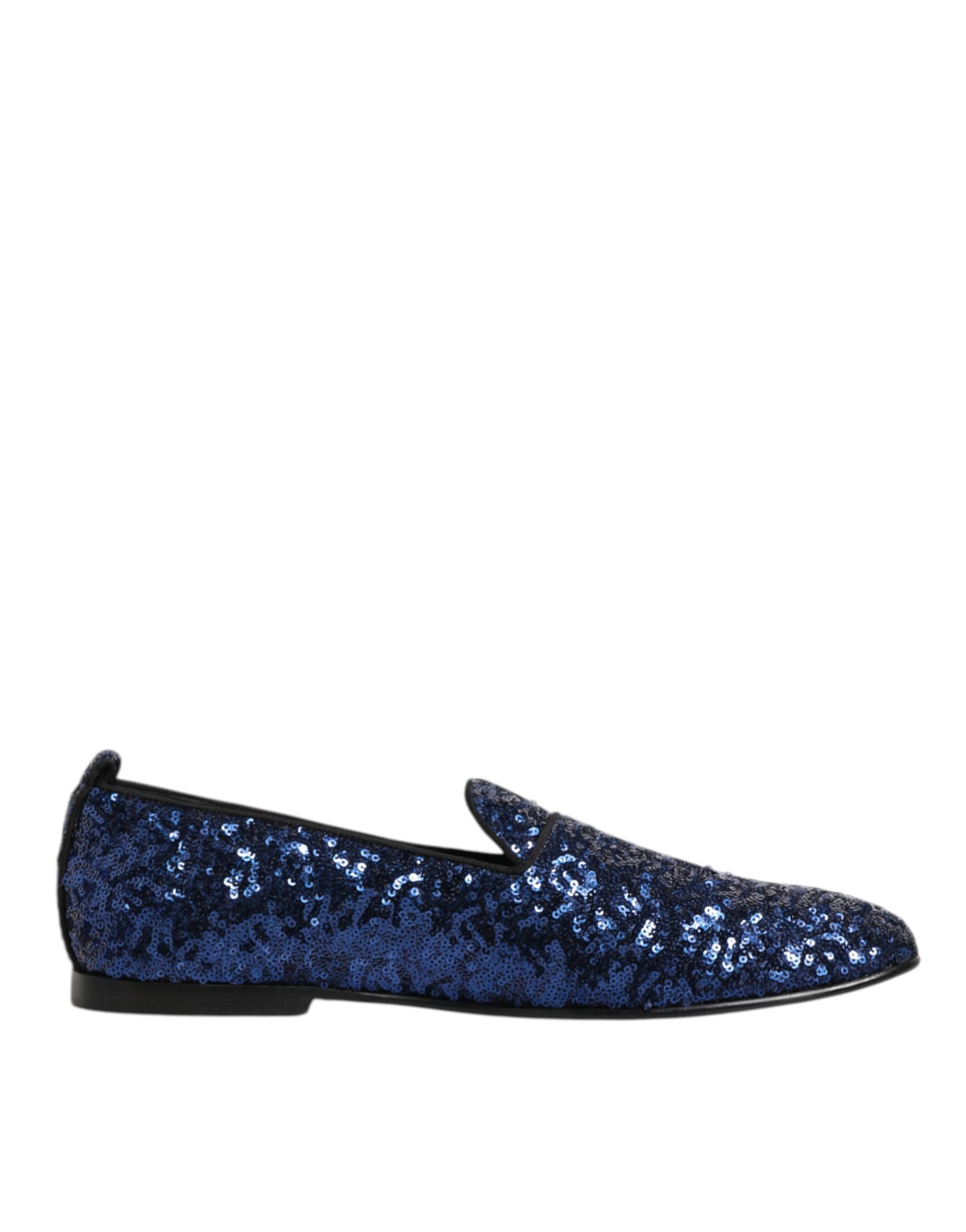 Dolce & Gabbana Blue Sequined Loafers Slippers Men Dress Shoes - ACCEXO