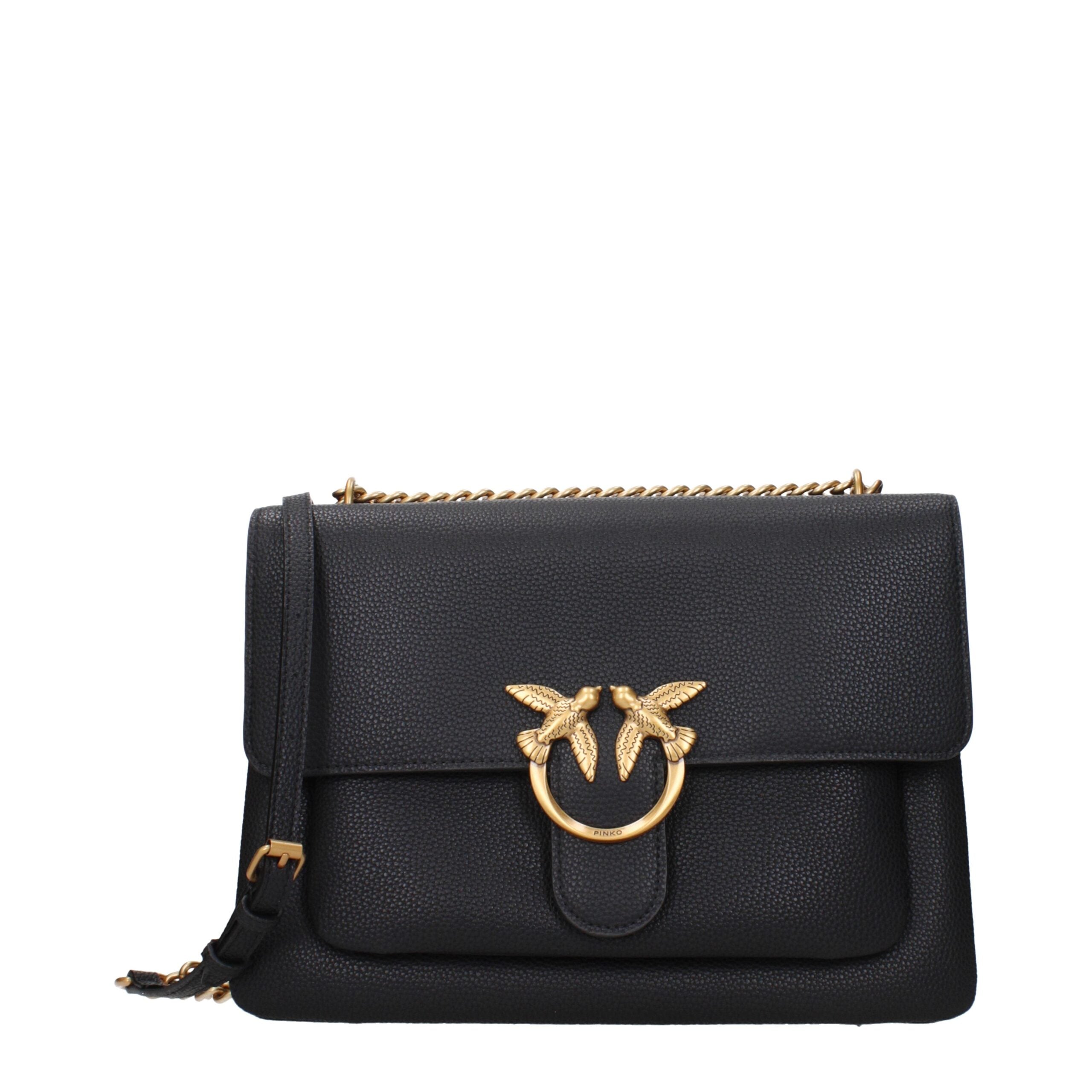 PINKO Black Leather Crossbody Bags