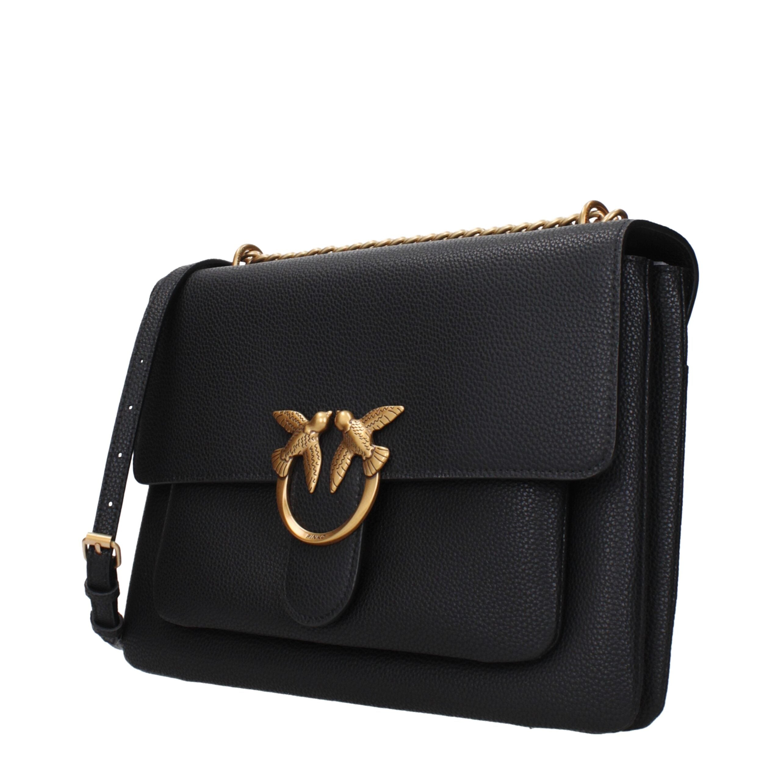 PINKO Black Leather Crossbody Bags