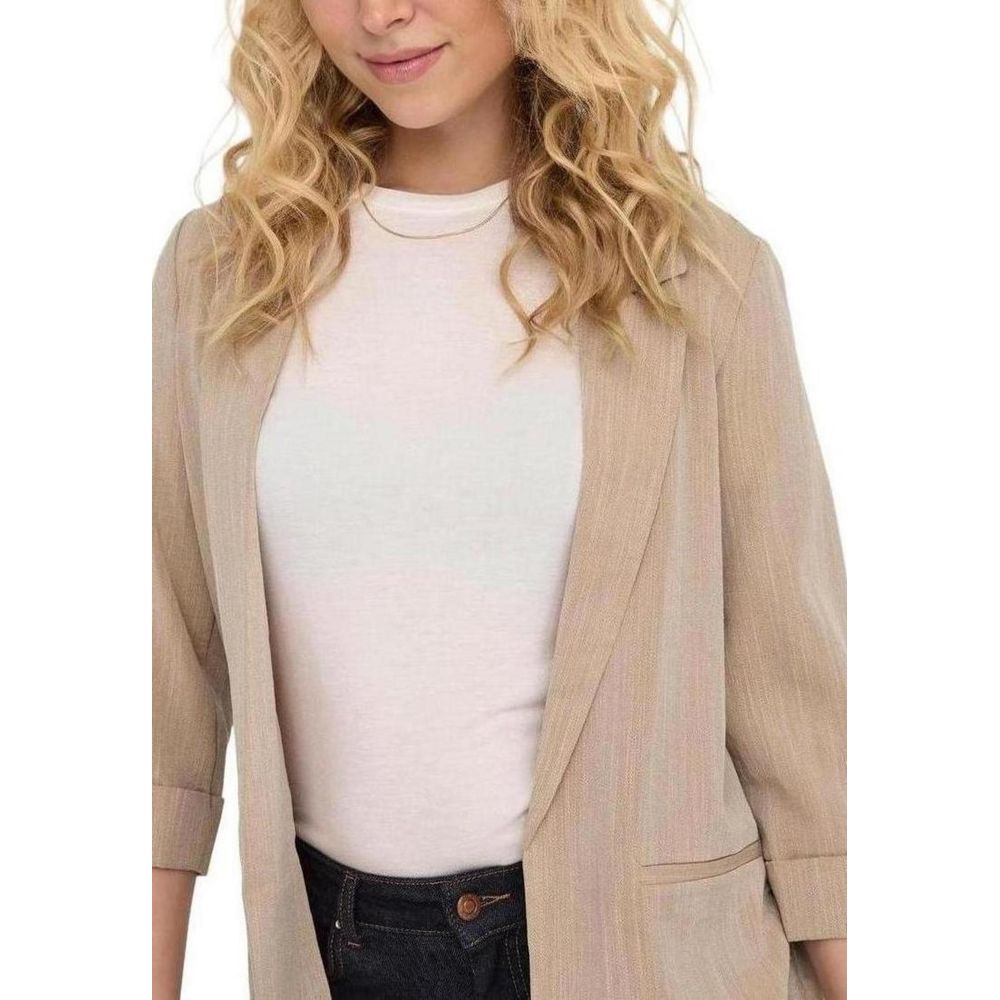 Only Beige Viscose Blazer - ACCEXO