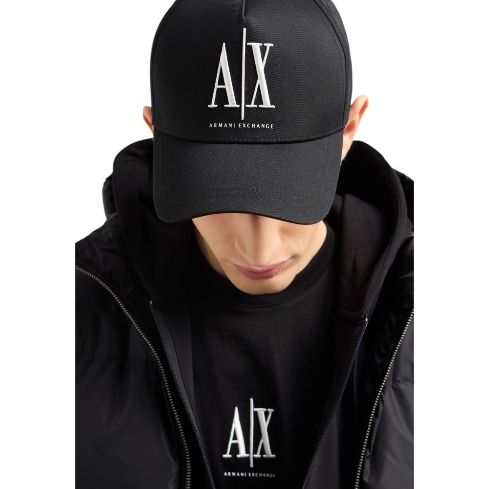 Armani Exchange Black Cotton Caps Baseball Hat - ACCEXO