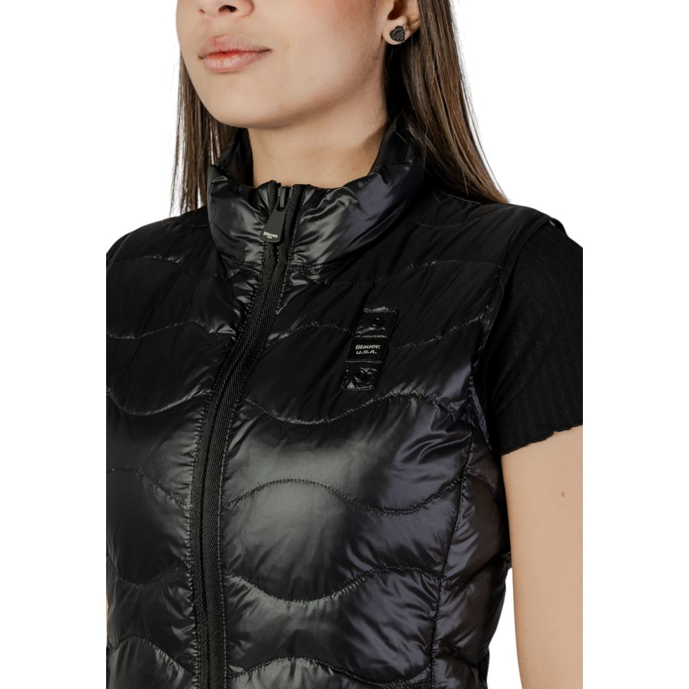 Blauer Black Polyamide Sleveless Jacket - ACCEXO