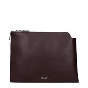 Pineider Brown Leather Clutch Bags