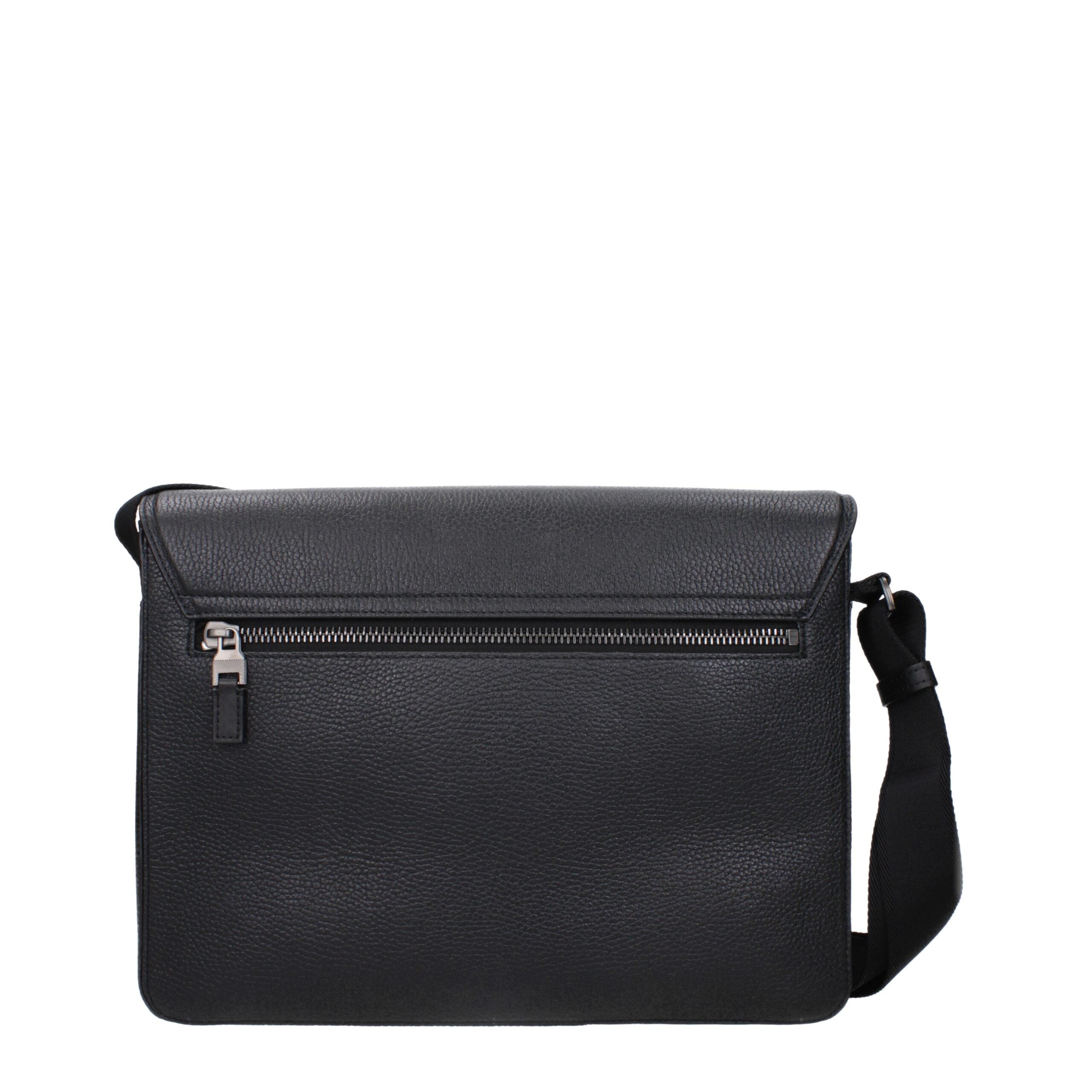 Pineider Black Leather Crossbody Bags