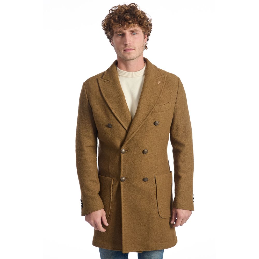 Roberto Pepe Luxury Brown Wool Men Jacket - ACCEXO