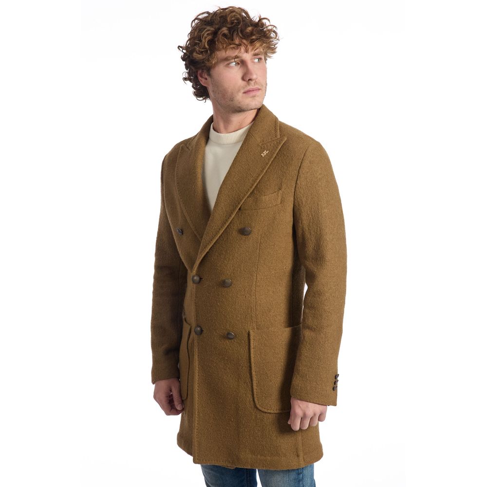 Roberto Pepe Luxury Brown Wool Men Jacket - ACCEXO