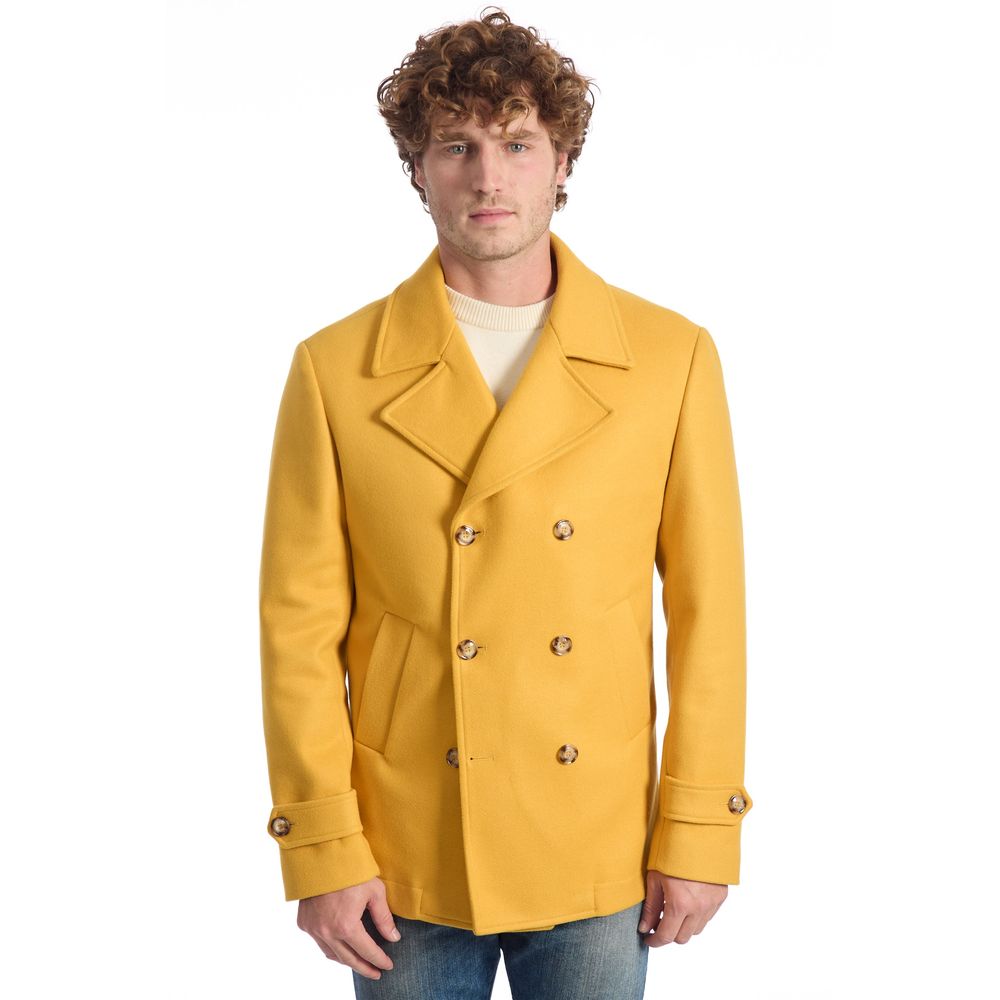 Roberto Pepe Luxury Yellow Wool Coat - ACCEXO
