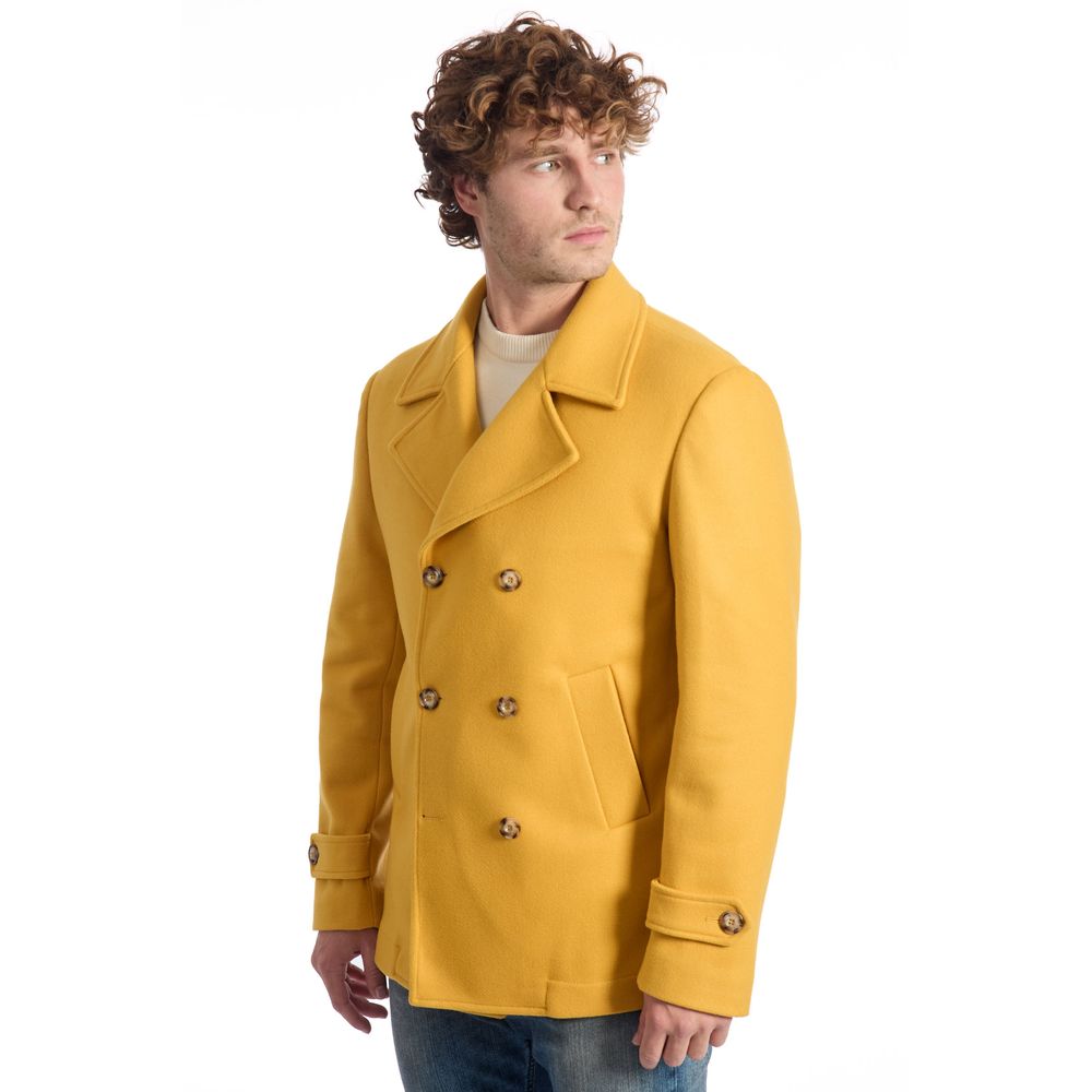 Roberto Pepe Luxury Yellow Wool Coat - ACCEXO