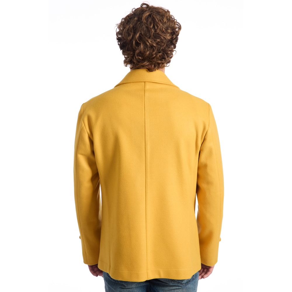 Roberto Pepe Luxury Yellow Wool Coat - ACCEXO
