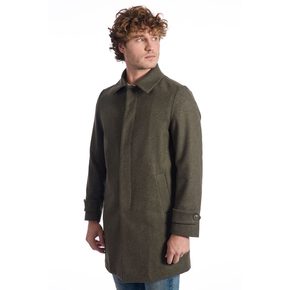 Roberto Pepe Luxury Green Wool Coat - ACCEXO