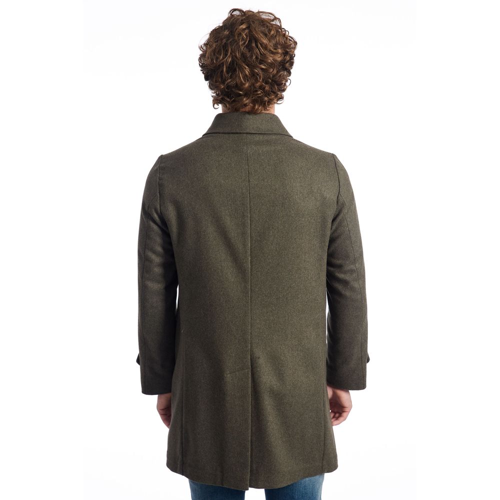 Roberto Pepe Luxury Green Wool Coat - ACCEXO