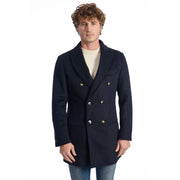 Roberto Pepe Luxury Blue Wool Coat - ACCEXO