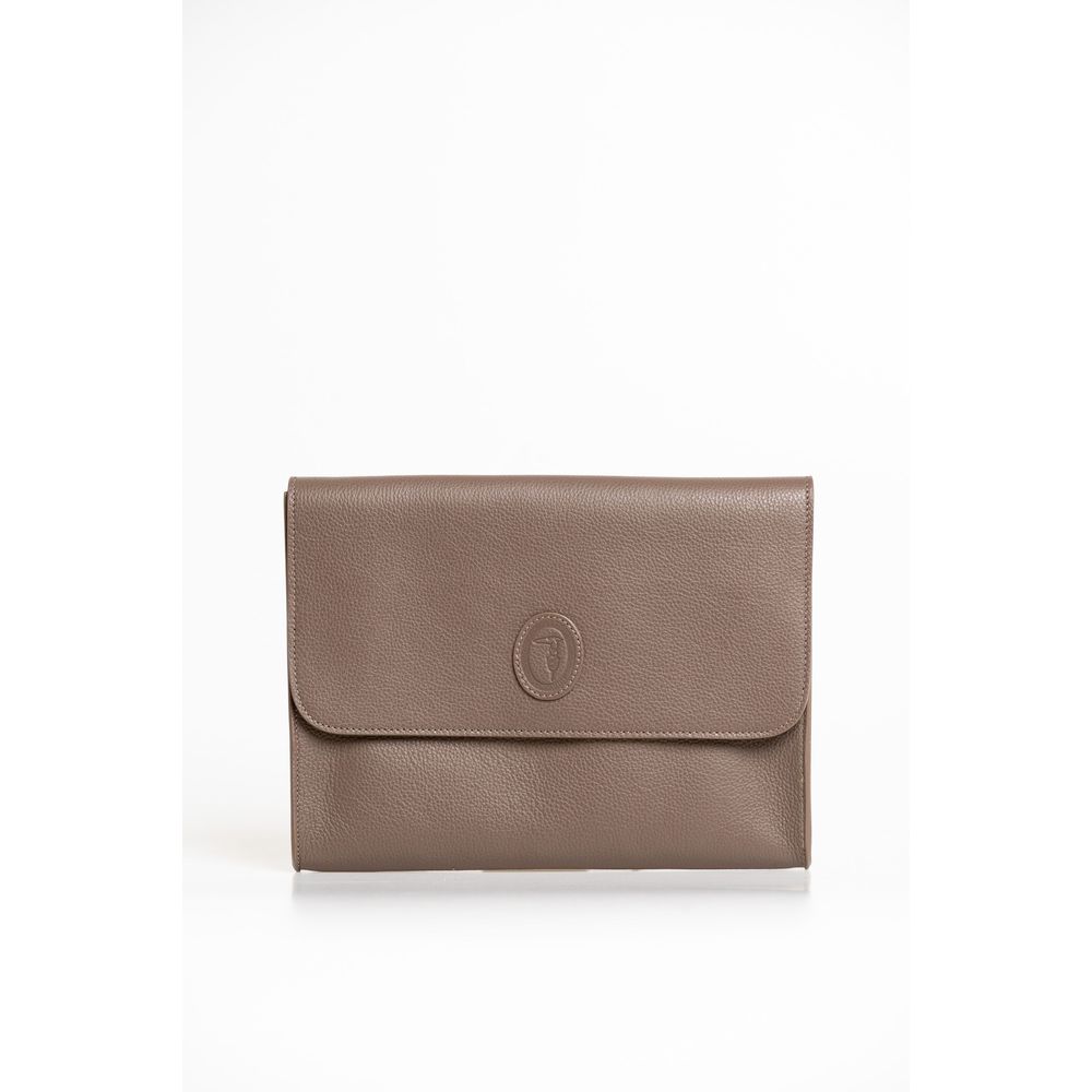 Trussardi Brown Polyester Clutch Bag - ACCEXO