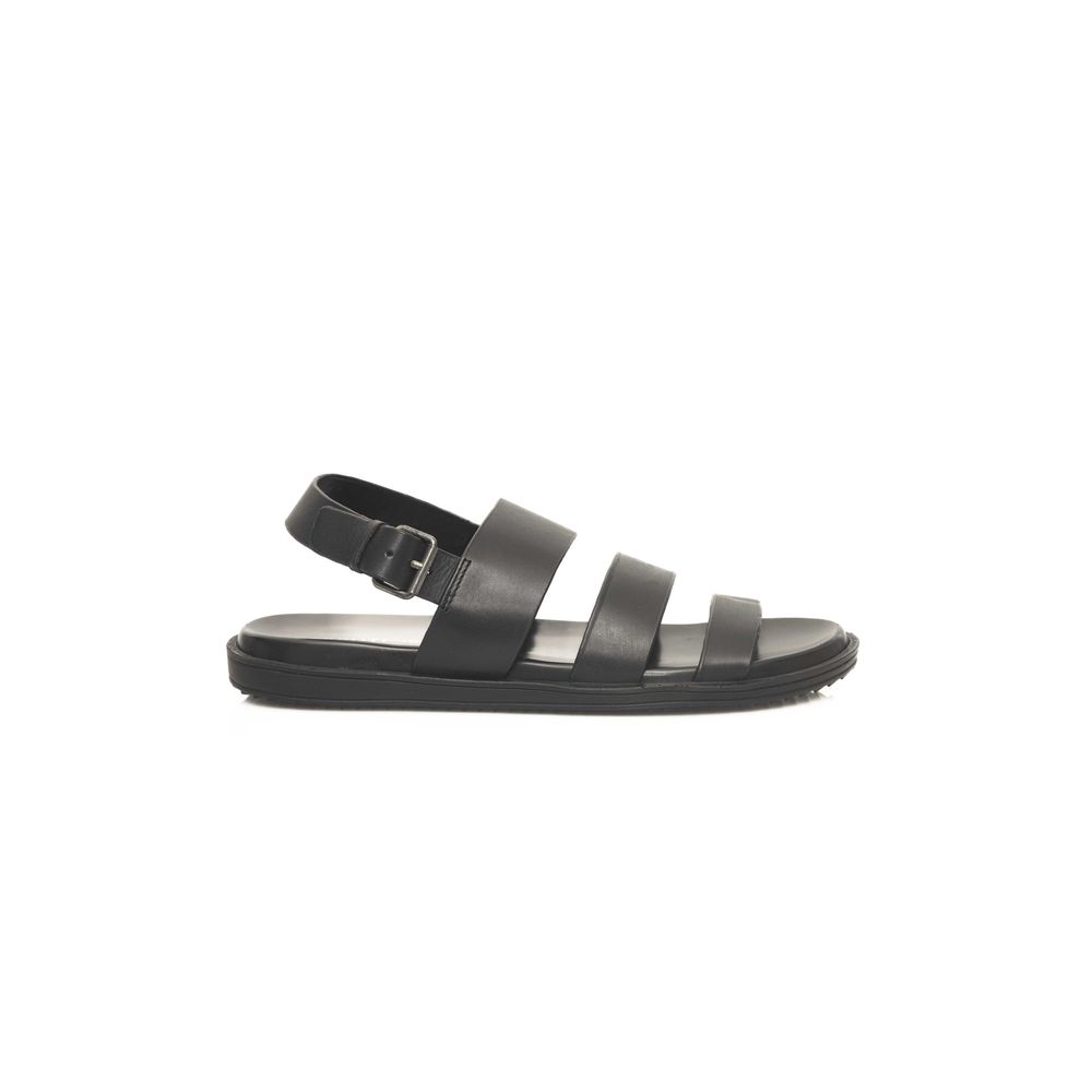 Cerruti 1881 Black Leather Men Sandal - ACCEXO