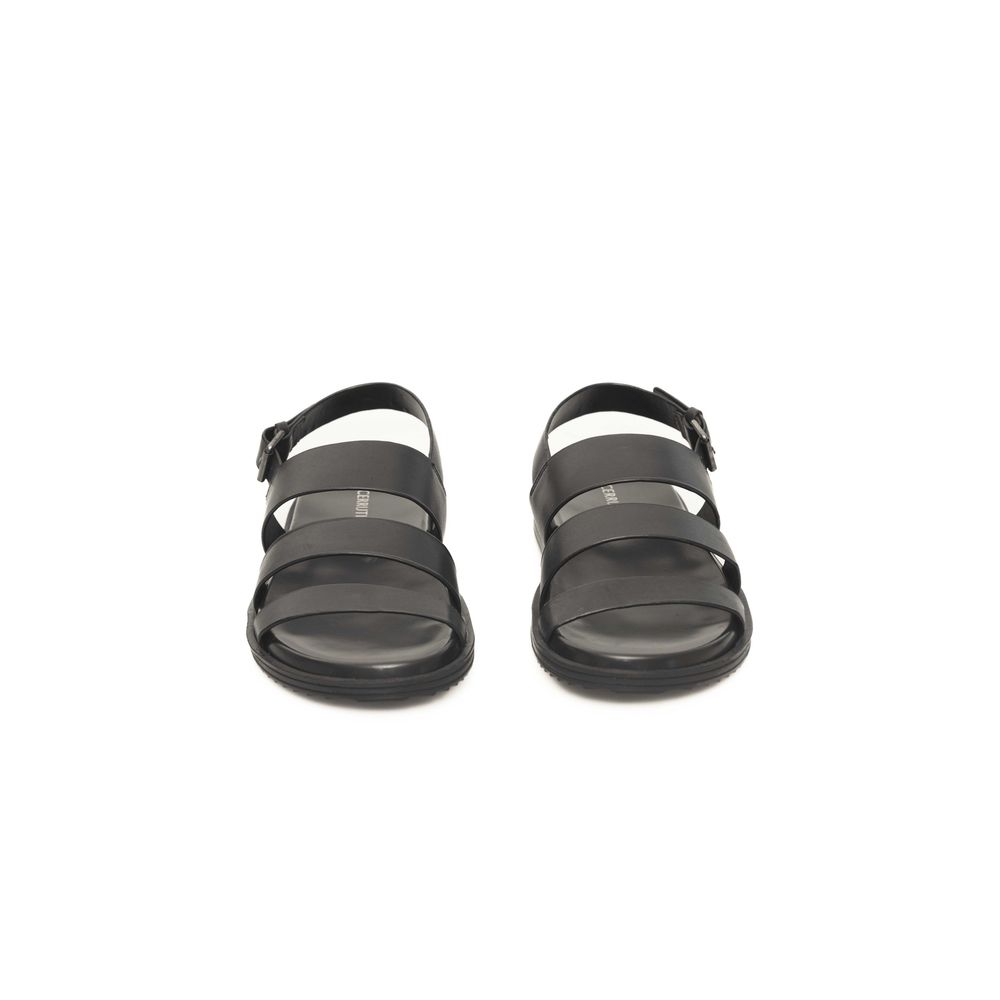 Cerruti 1881 Black Leather Men Sandal - ACCEXO