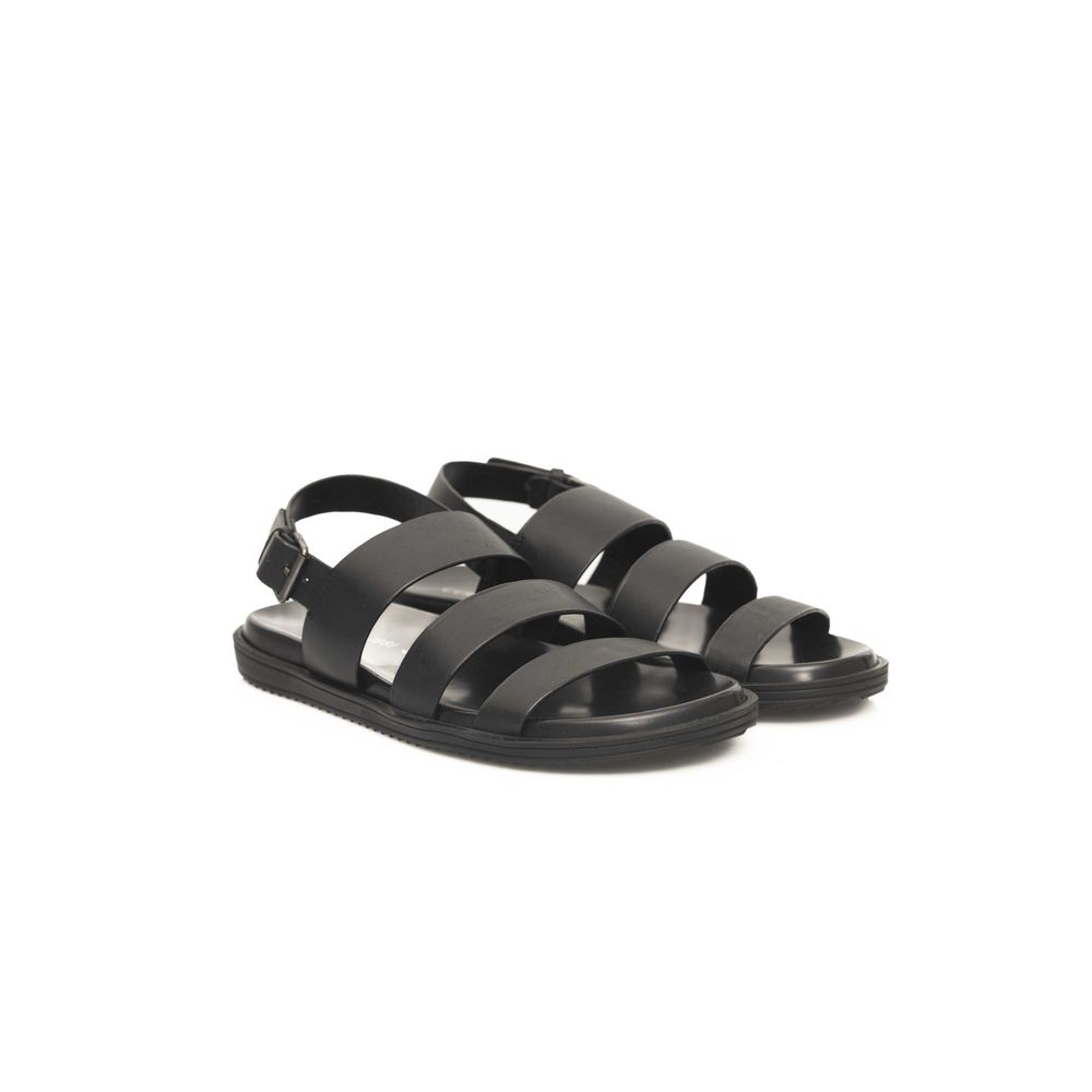 Cerruti 1881 Black Leather Men Sandal - ACCEXO