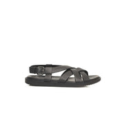 Cerruti 1881 Black Leather Men Sandal - ACCEXO