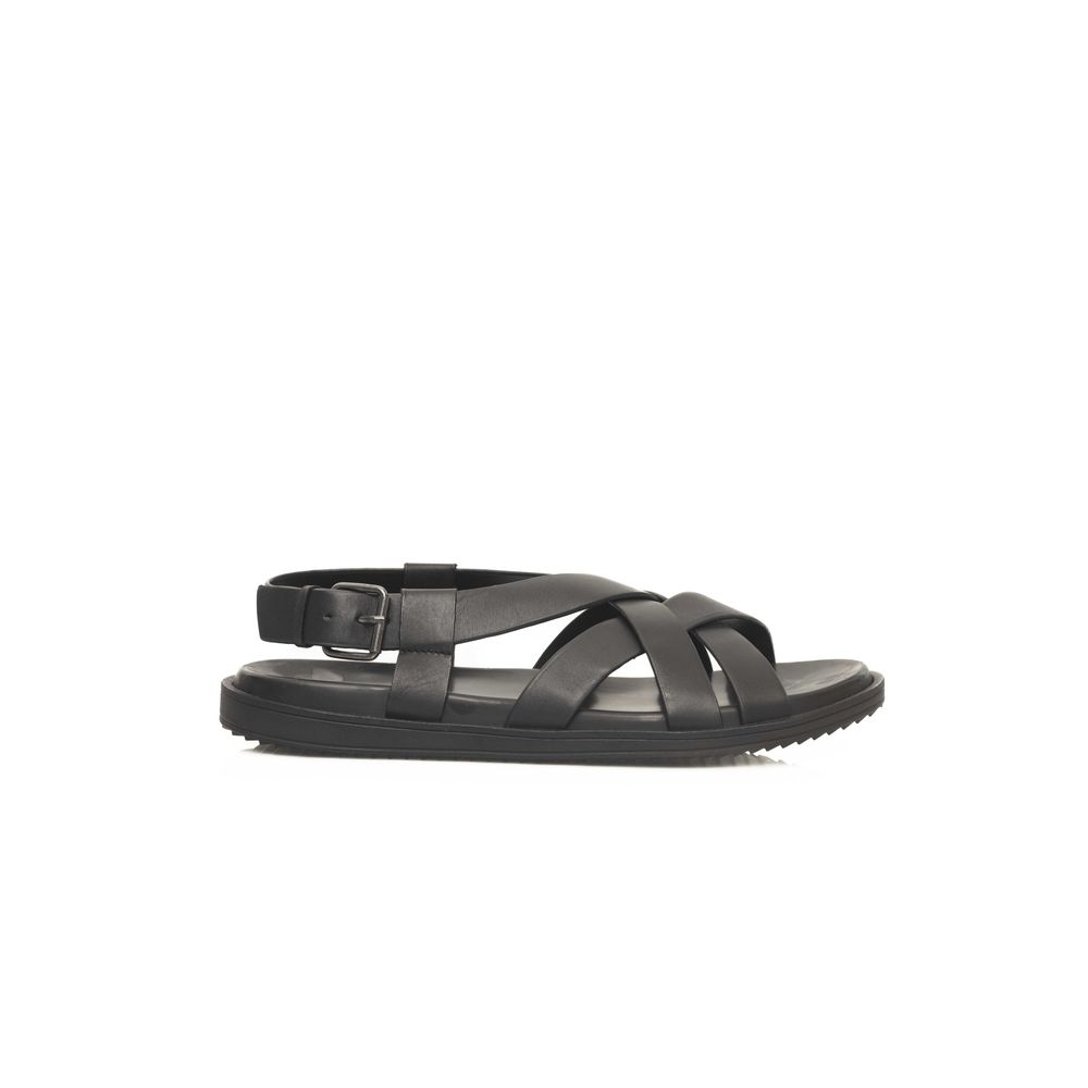 Cerruti 1881 Black Leather Men Sandal - ACCEXO