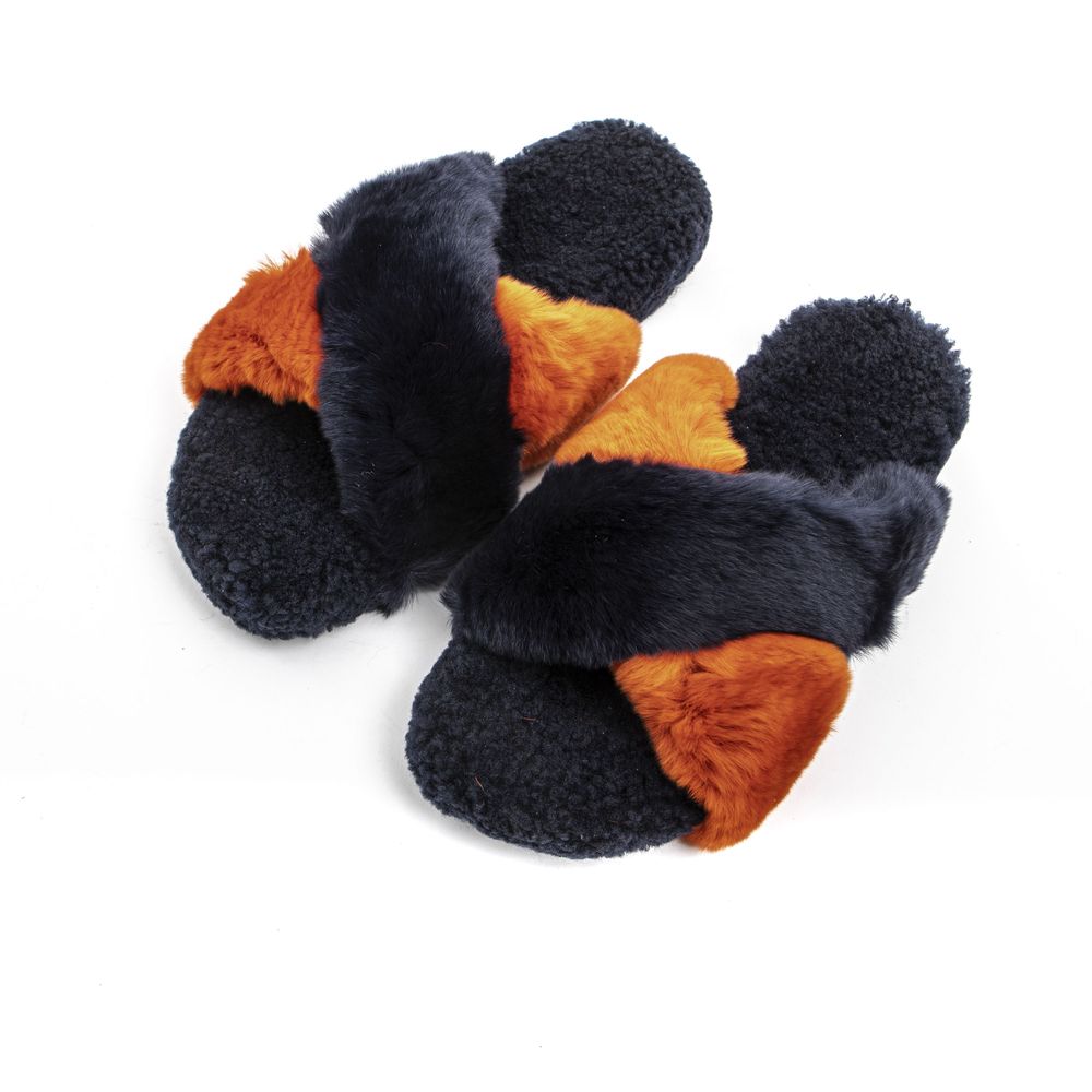 Mr&Mrs Italy Blue Rabbit Fur Sandal - ACCEXO