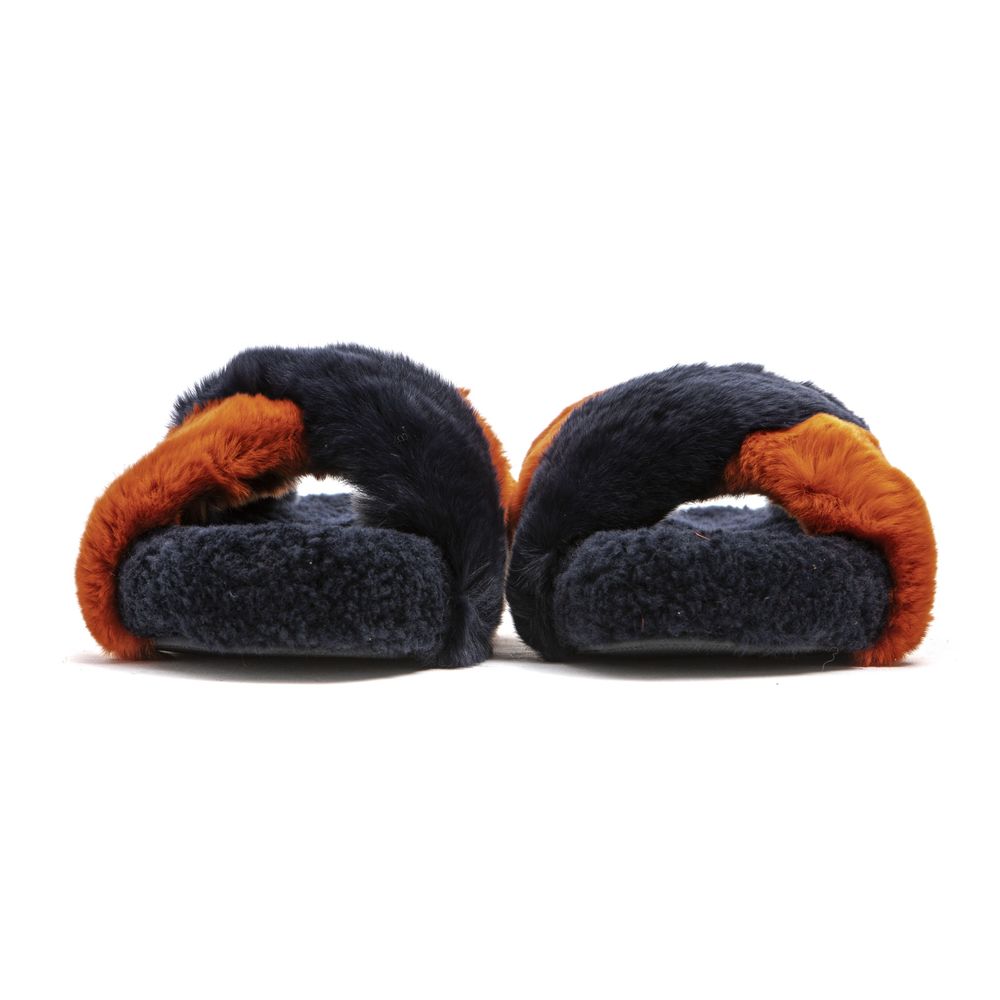 Mr&Mrs Italy Blue Rabbit Fur Sandal - ACCEXO