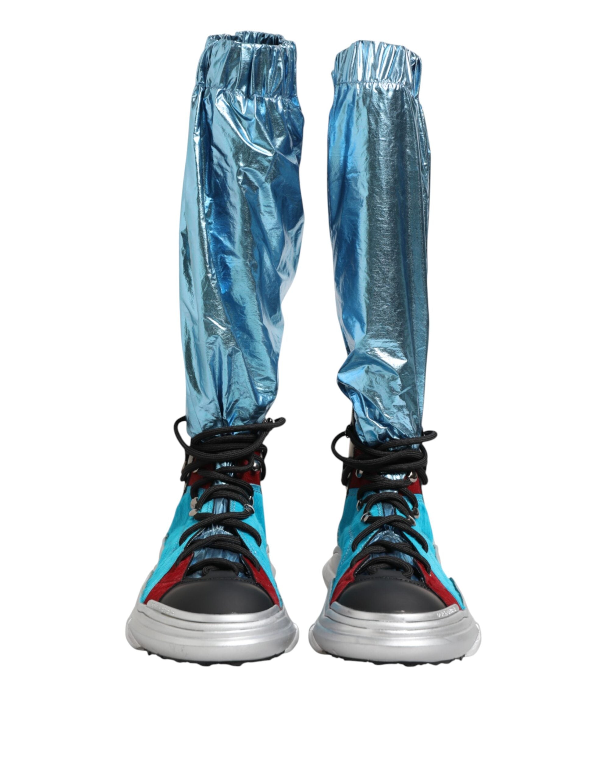 Dolce & Gabbana Blue Lace Up Over The Knee Socks Men Boots Shoes - ACCEXO