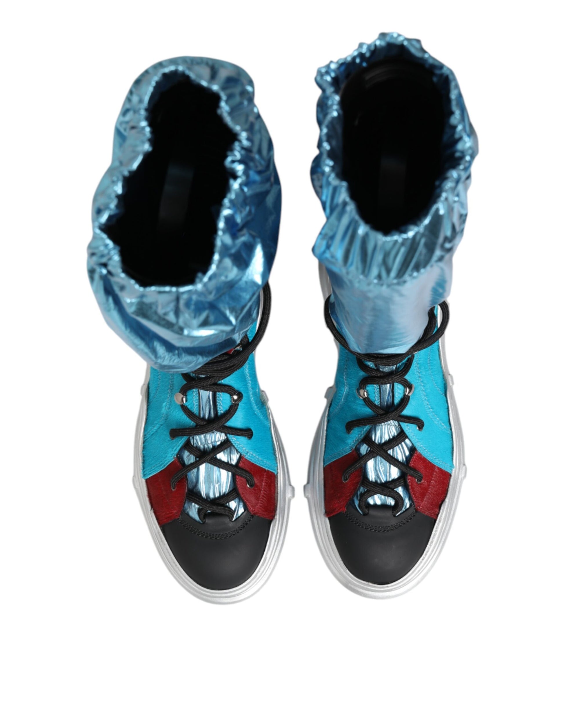 Dolce & Gabbana Blue Lace Up Over The Knee Socks Men Boots Shoes - ACCEXO