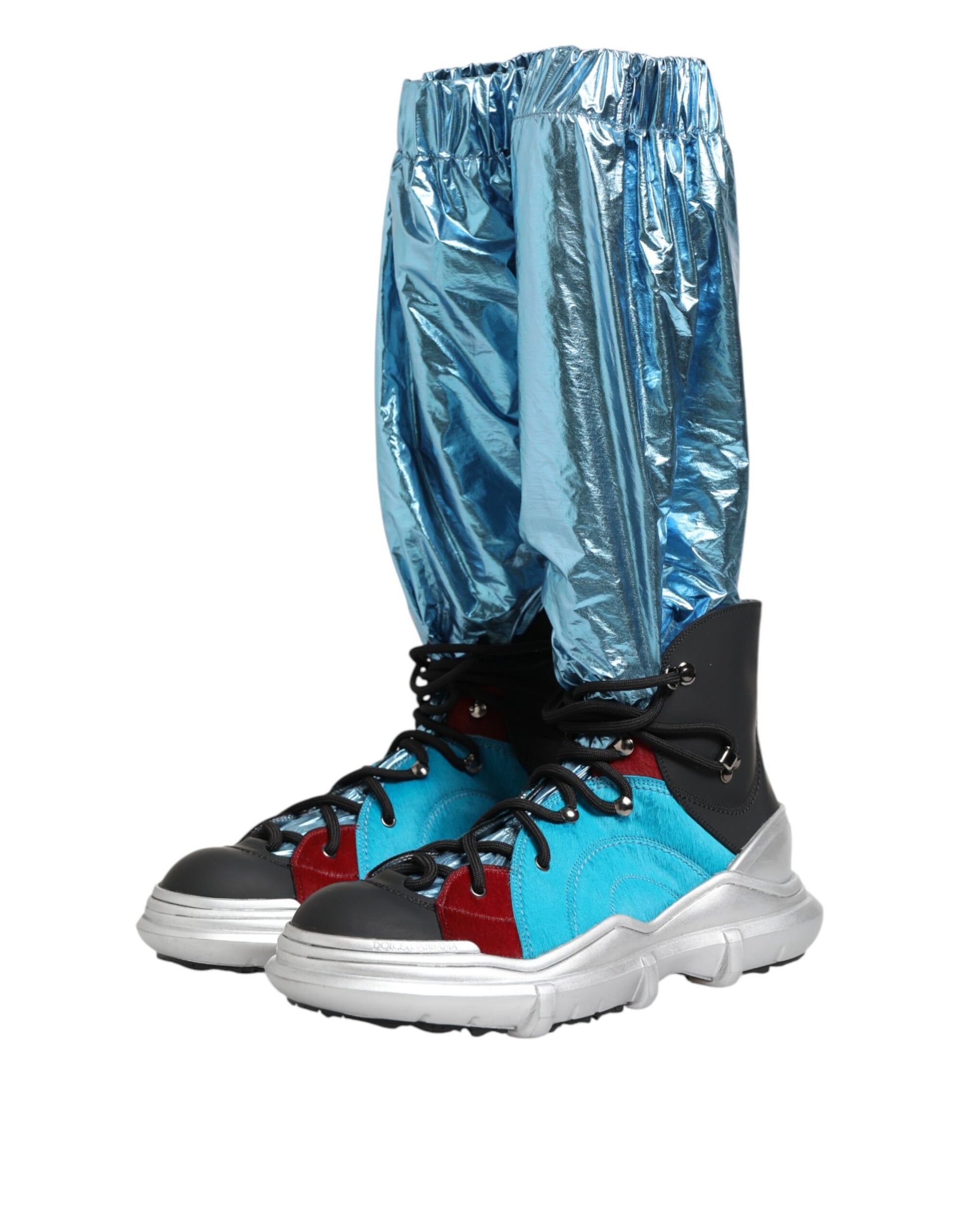 Dolce & Gabbana Blue Lace Up Over The Knee Socks Men Boots Shoes - ACCEXO