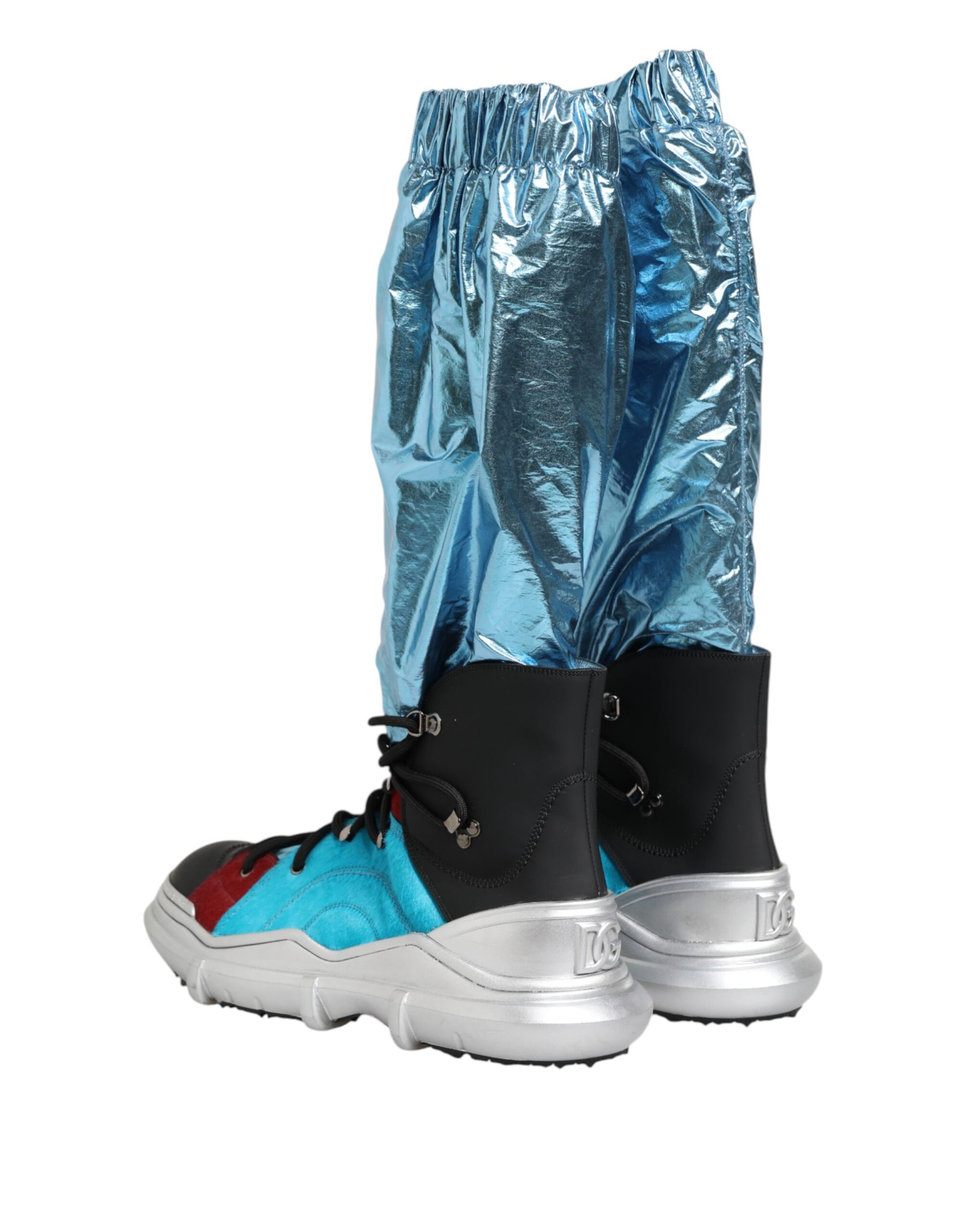 Dolce & Gabbana Blue Lace Up Over The Knee Socks Men Boots Shoes - ACCEXO