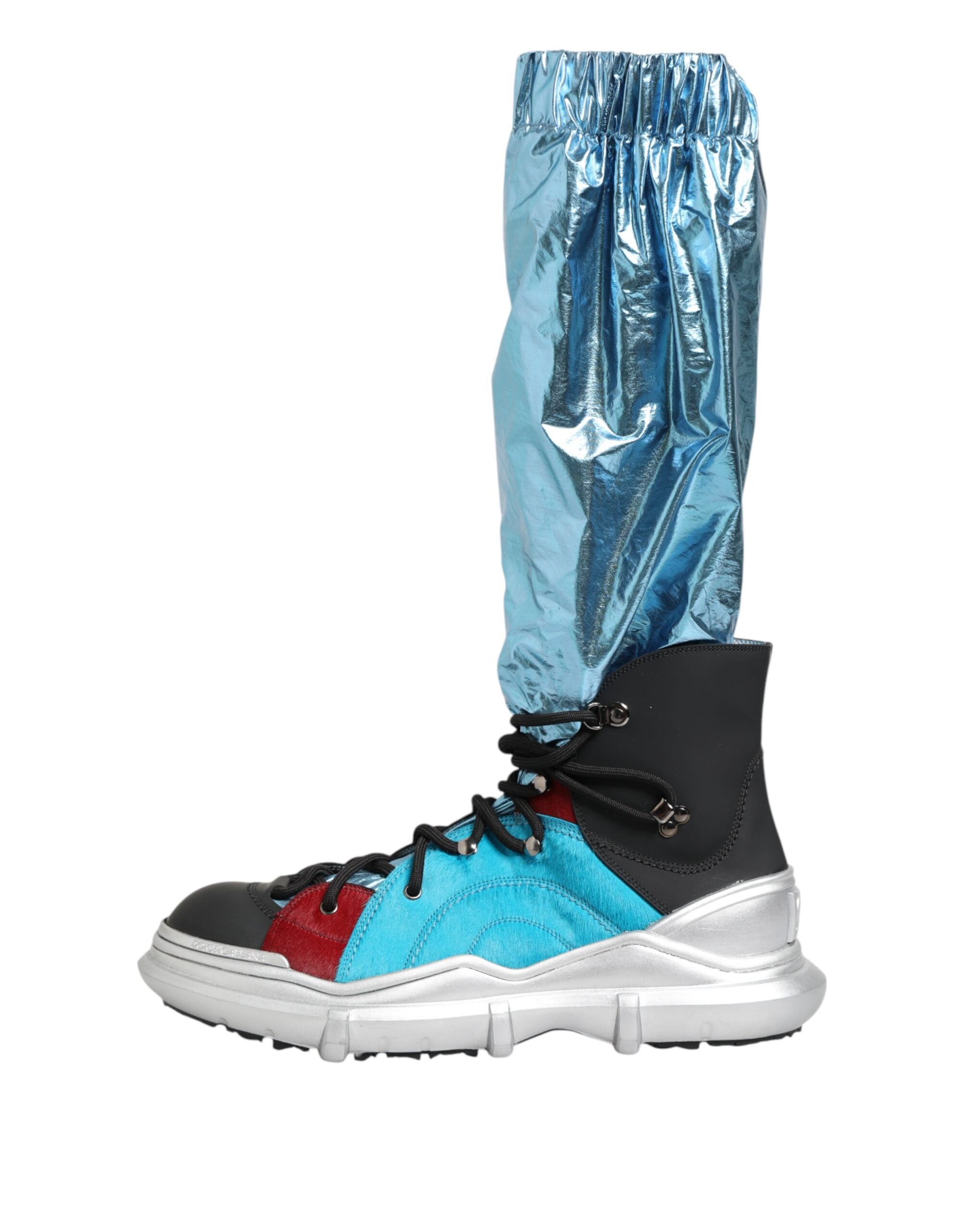 Dolce & Gabbana Blue Lace Up Over The Knee Socks Men Boots Shoes - ACCEXO