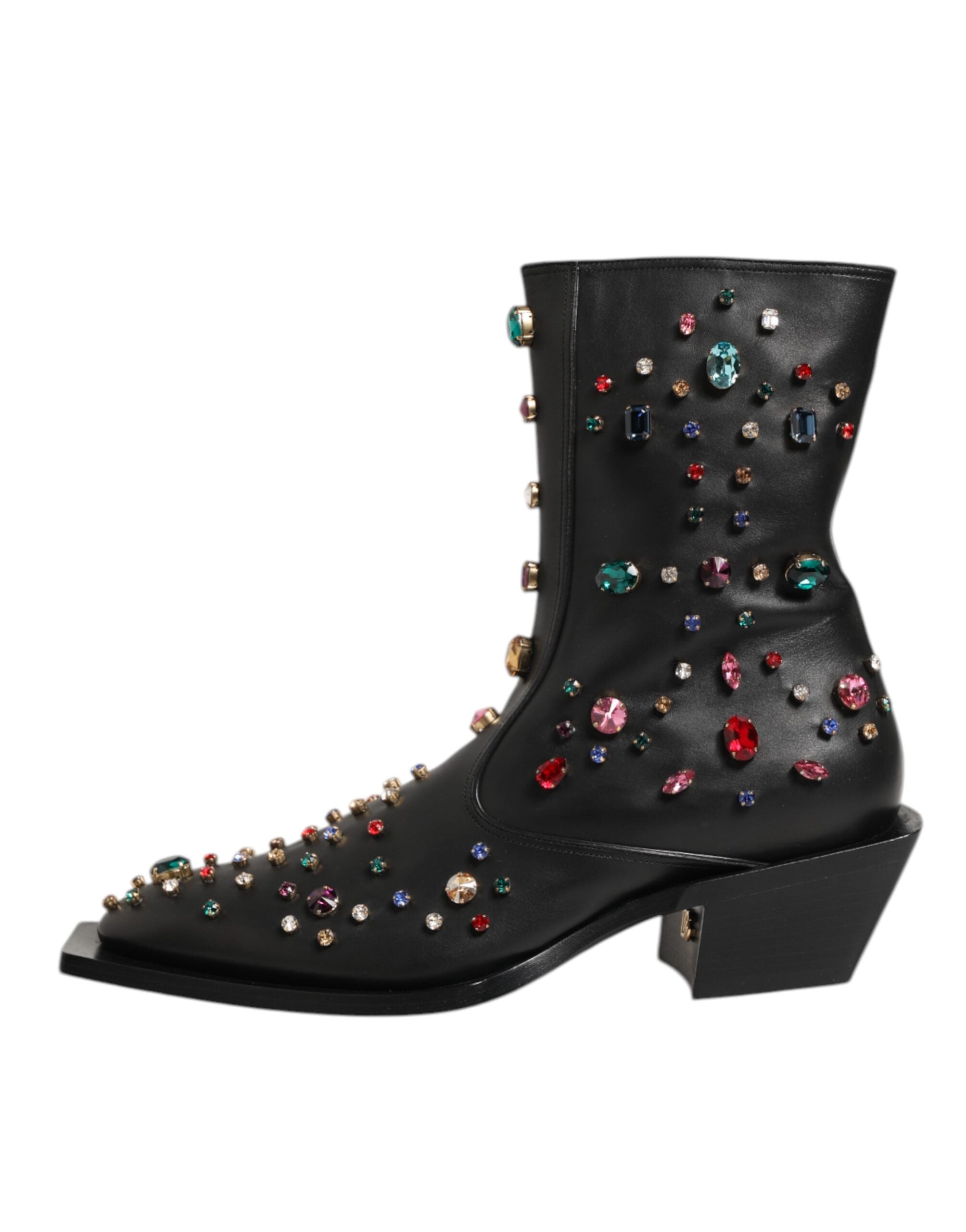 Dolce & Gabbana Black Crystal Embellished Men Short Boots Shoes - ACCEXO