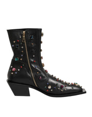 Dolce & Gabbana Black Crystal Embellished Men Short Boots Shoes - ACCEXO