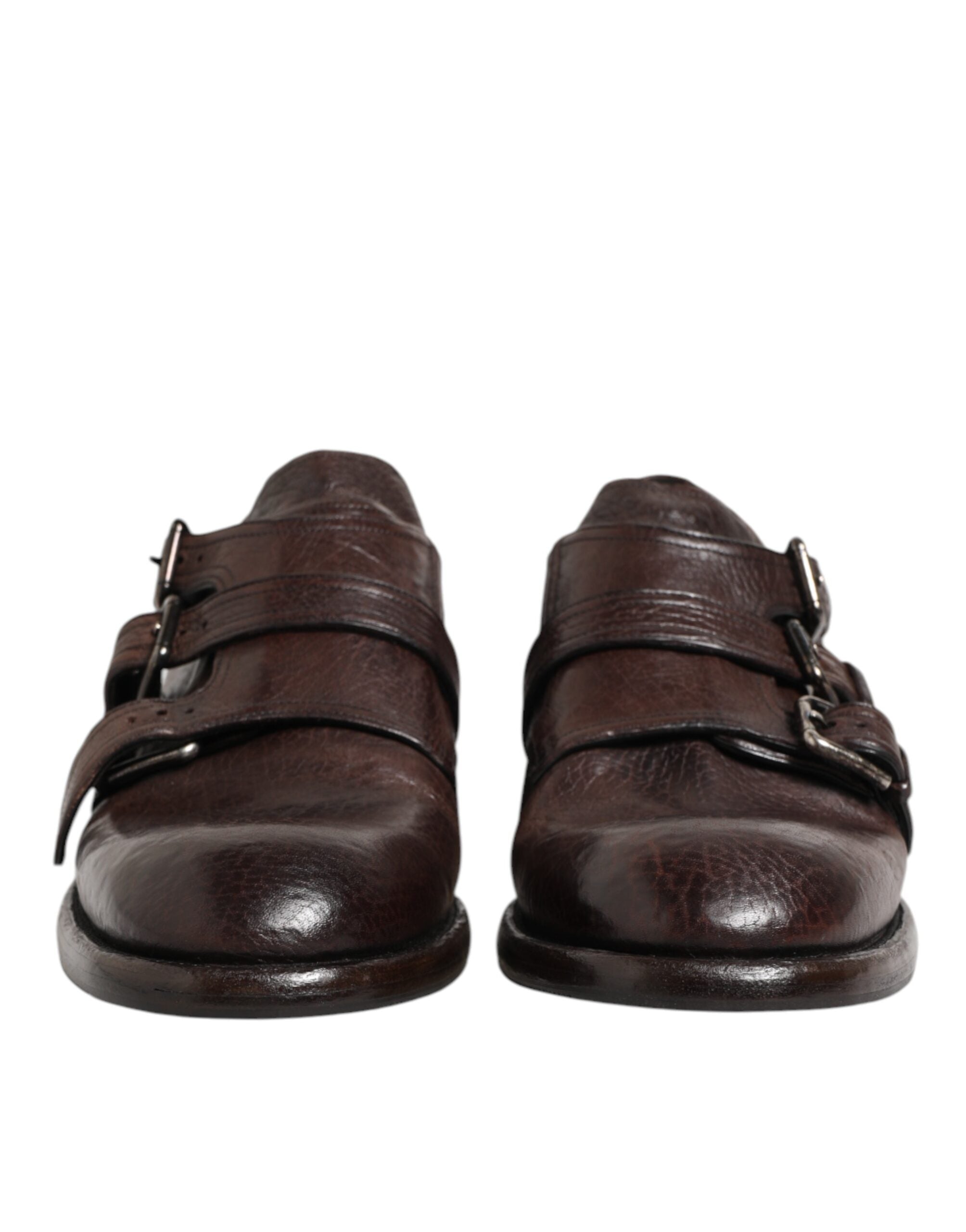 Dolce & Gabbana Brown Leather Monk Strap Formal Derby Shoes - ACCEXO