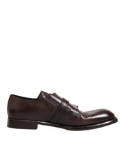 Dolce & Gabbana Brown Leather Monk Strap Formal Derby Shoes - ACCEXO