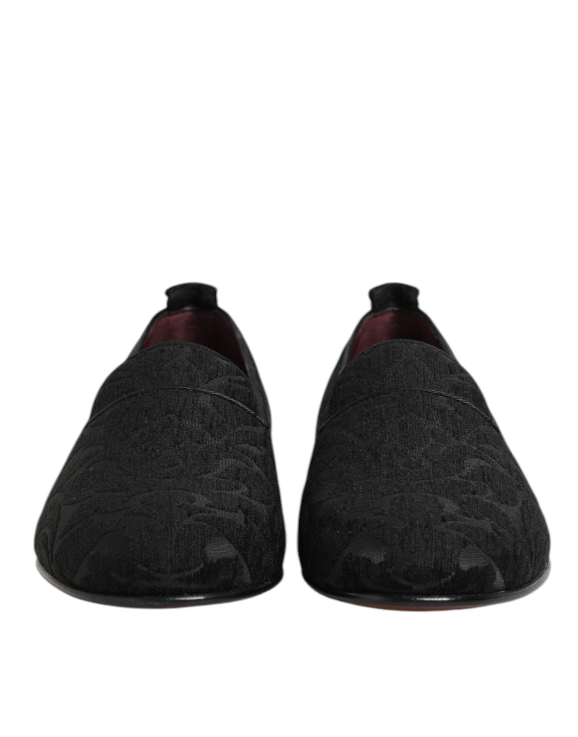 Dolce & Gabbana Black Brocade Loafers Slip On Men Dress Shoes - ACCEXO